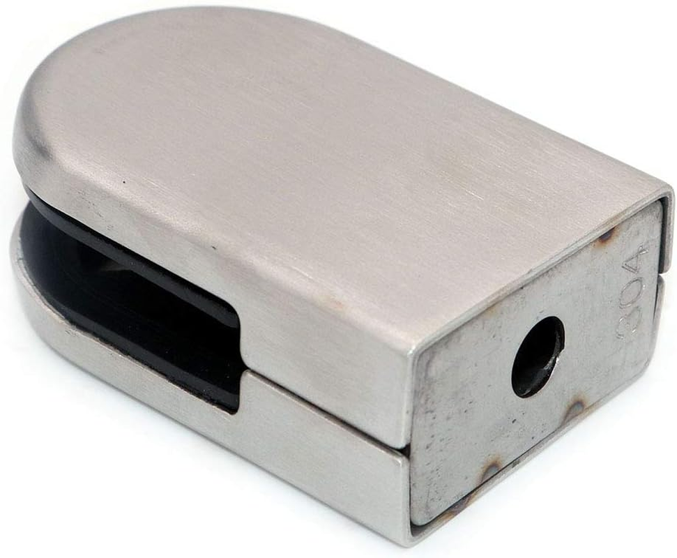 NUZAMAS Set of 8 Glass Clamps Suitable for 10-12Mm Glass Panel, Stainless Steel 304 Made Satin Finish, Adjustable Glass Bracket Flat Back for Balustrade Staircase, Pool Fence