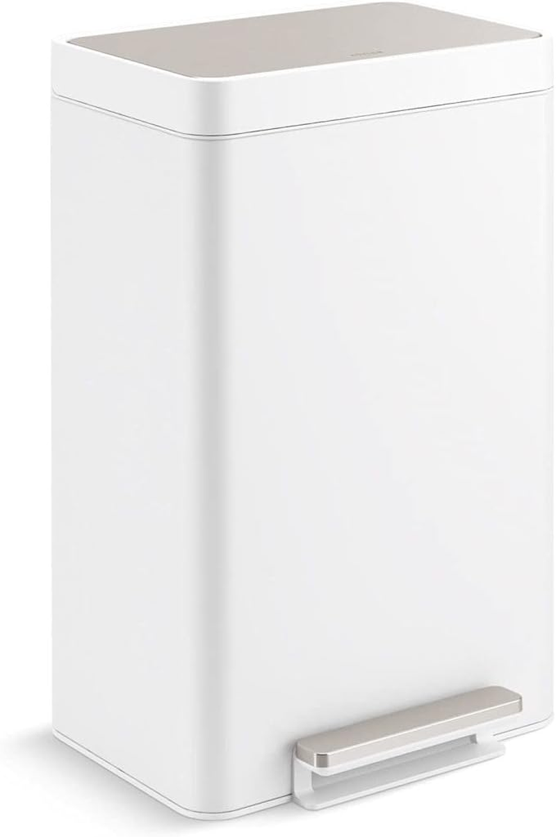 Kohler 20957-ST Bathroom, 2.5 Gallon Small Trash Can with Quiet-Close Lid and Hand Free Foot Pedal, Stainless Steel