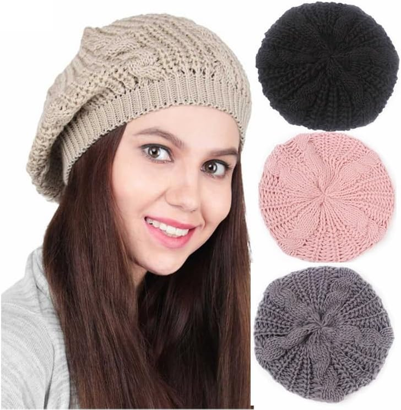 Soft Knit Solid Color Beanie, Chic, and Lightweight Crochet Knitted Style Beanie Hat for Women Slouchy Hat