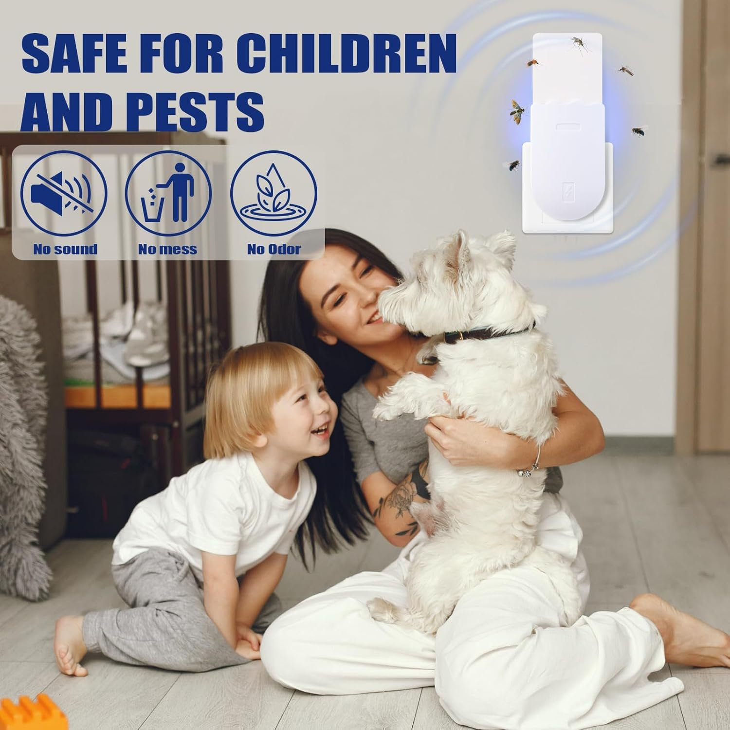 2 Pack Indoor Plug-In Mosquito Killer, Flying Insect Trap for Flies Fruit Flies Moths & Gnats with UV Attractant, Adjustable Brightness Night Light & 10 Adhesive Cards image number 1