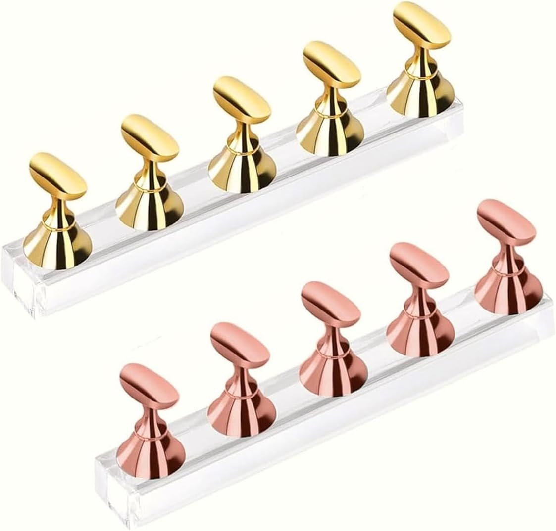 HIGHROCK 2 Sets Magnetic Nail Tip Practice Stand Nail Holders for Painting and False Nail Tip Manicure Tool,Acrylic Nail Display Stand image number 1