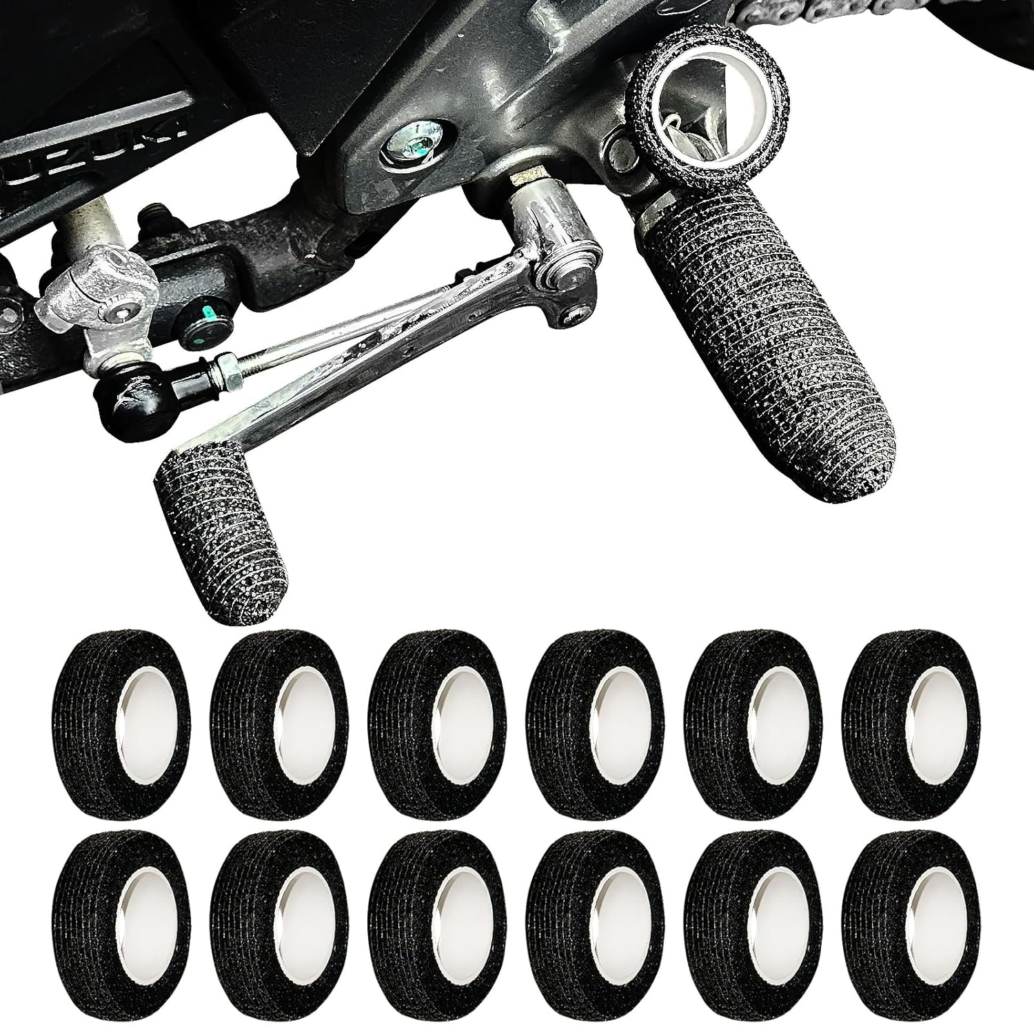 12PCS Motorcycle Gear Shift Covers, Self-Adhesive Motorbike Shift Guard Footrest Non-Slip Motorcycle Foot Peg Pedal Cover, Boot Shoe Protector for Motorcycle Gear Shifter Shift Lever Footrest image number 5