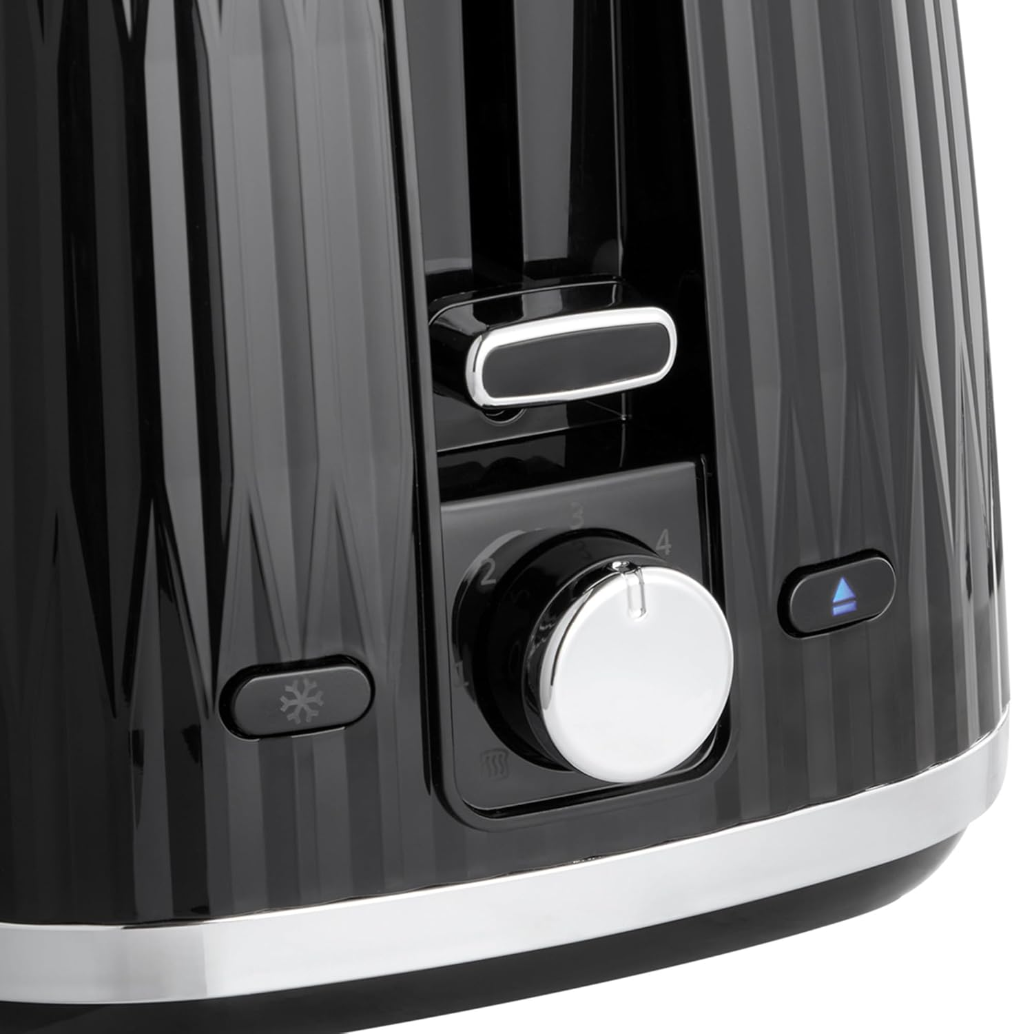 Russell Hobbs Eden 2 Slice Toaster, RHT2737BLK, Textured Design, High Lift, 6 Browning Settings, High Lift Feature, Crumb Tray, Black