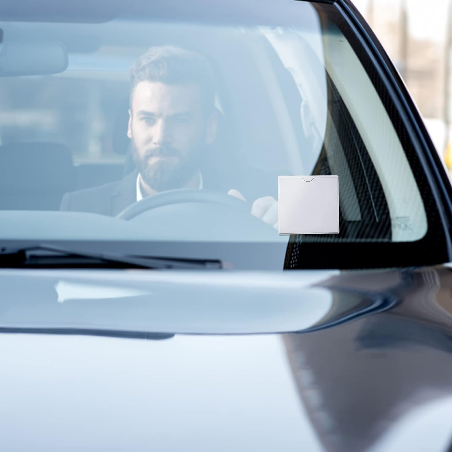 5PCS Car Permit Holder,Windscreen Card Holder Parking Permit Holders,Self Adhesive Car Permit Holders,Windscreen Card Holder Clear Ticket and Note Holders for Car,Van,Caravan Windscreen(105X105Mm) image number 3