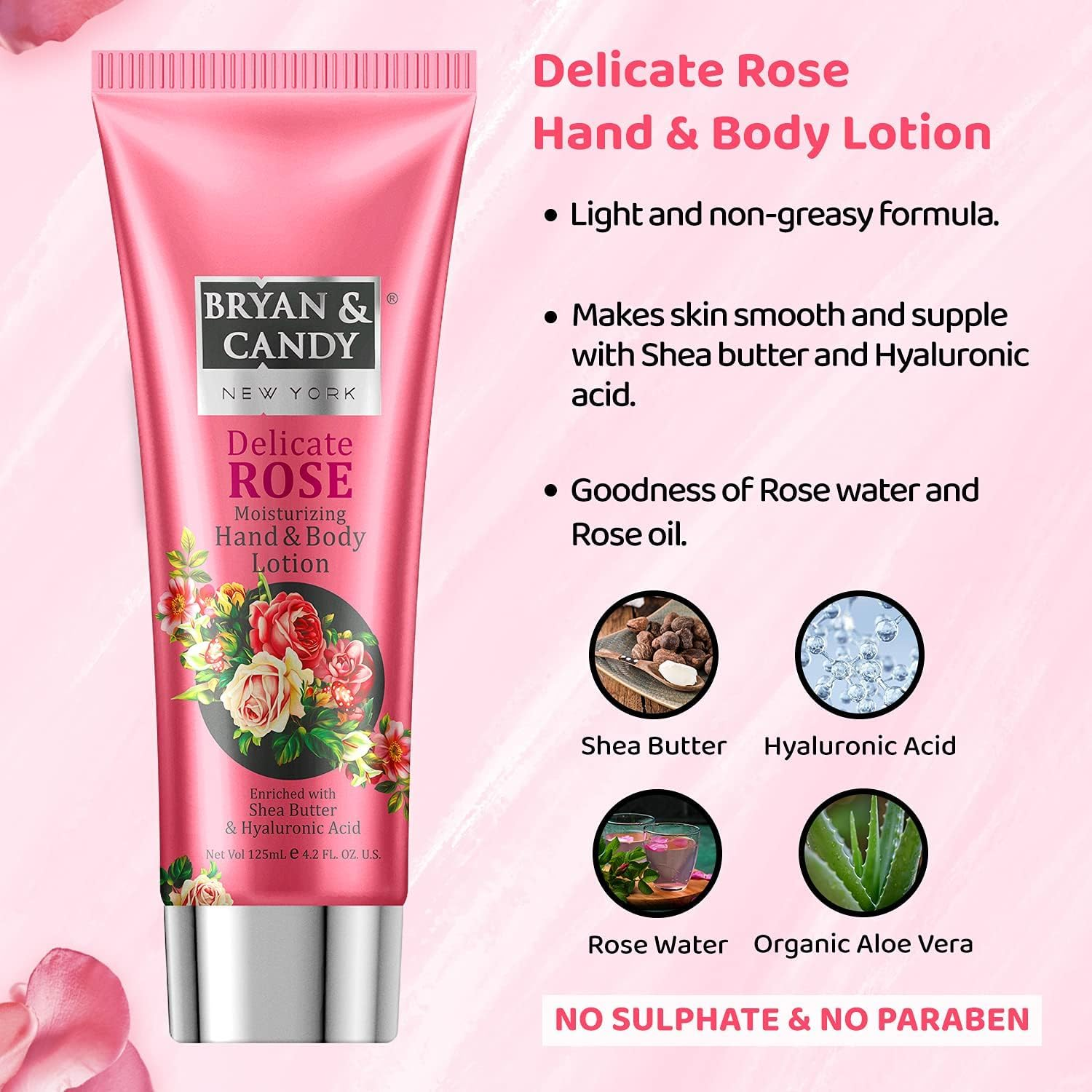 Bryan & Candy Delicate Rose Gift Set for Women (Face Wash, Bath and Shower Gel, Hand and Body Lotion), Enriched with Rose Water, Rose Oil, Aloe Vera (Pack of 3) image number 3