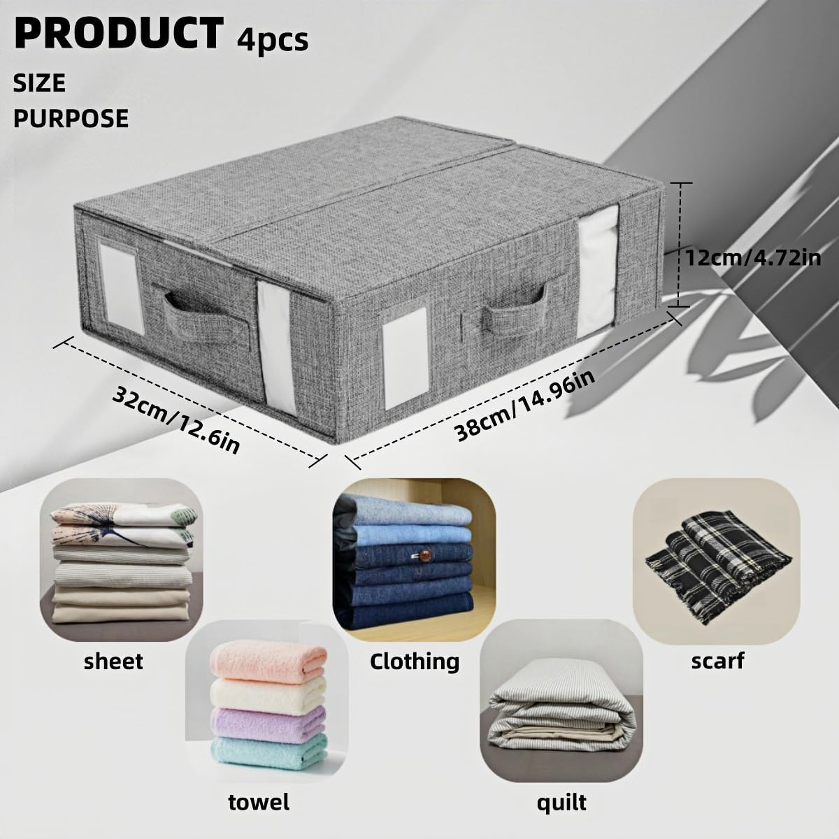 Bed Sheet Organizers,4 Pack Bed Sheet Organiser and Storage,Linen Closet Organizer for Bedding Sheets,Duvet Covers and Pillow Cases(Grey) image number 2