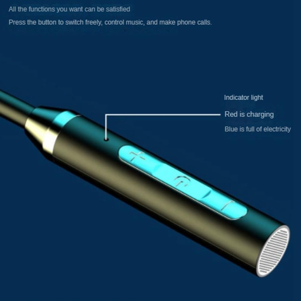 ISTOVO Wireless Bluetooth Headset Neck Type Stereo Noise Reduction Universal Plug-In Card Sport Ear Headset Mic,Blue image number 4