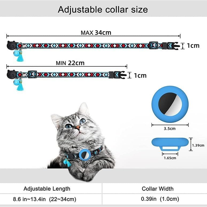2 Pcs Breakaway Cat Collar with Reflective Nylon Strip and Bell, Cat Collar with Bells, Quick Release Cat Collar Colorful Kitten Collars Safety Buckle, Lightweight Tracker Cat Collars for Cat image number 1