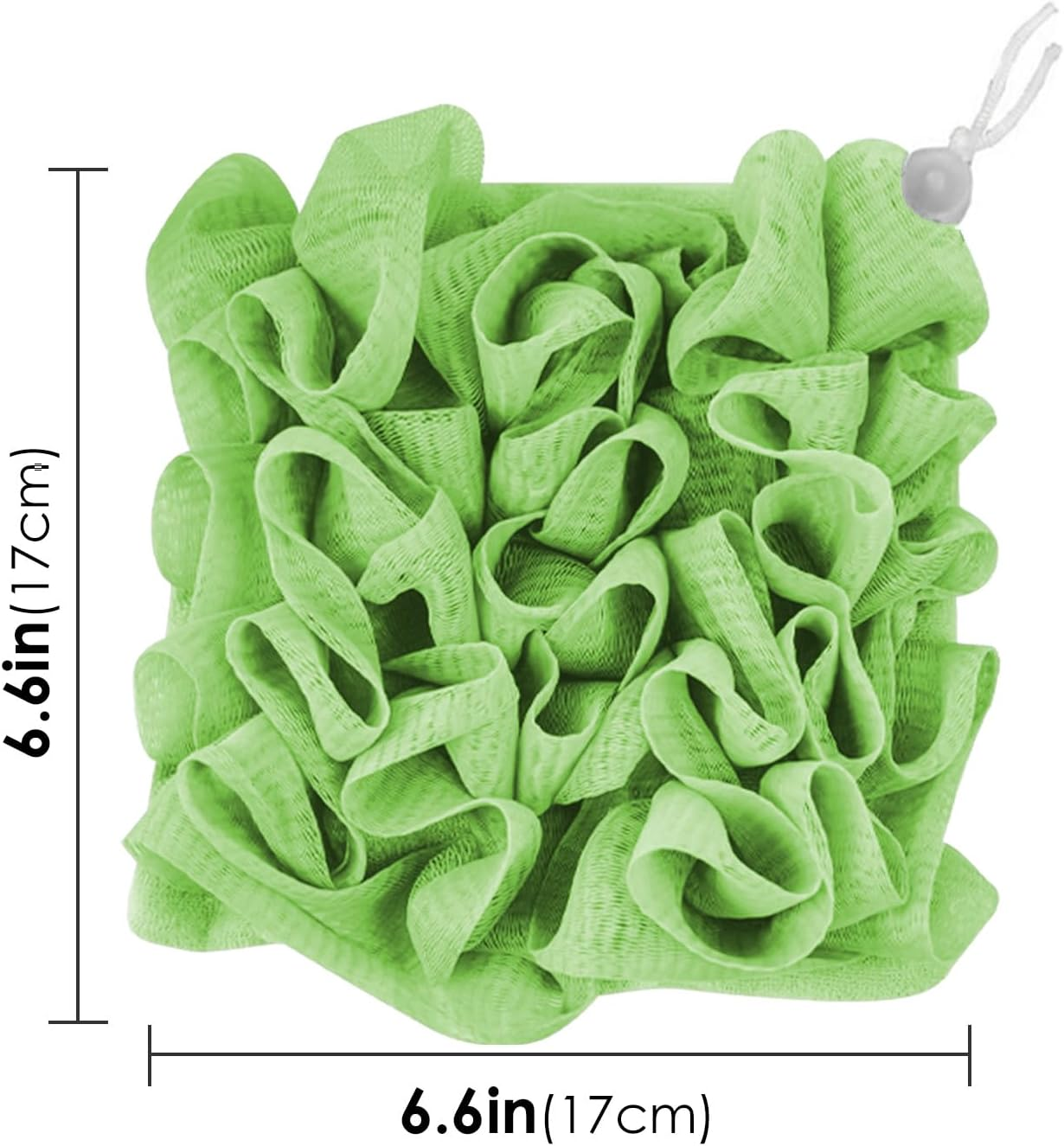 Reignsword 3 Pack 2-In-1 Washcloth Loofah Combo, Exfoliation Bath Loofah Sponge with Drawstring, Mesh Shower Ball for Body Wash and Cleanse Skin (Greeen+Purple+Beige)