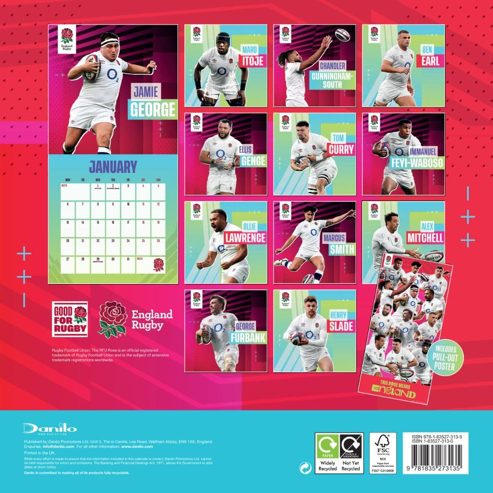 England Rugby Union 2025 Square Calendar image number 4