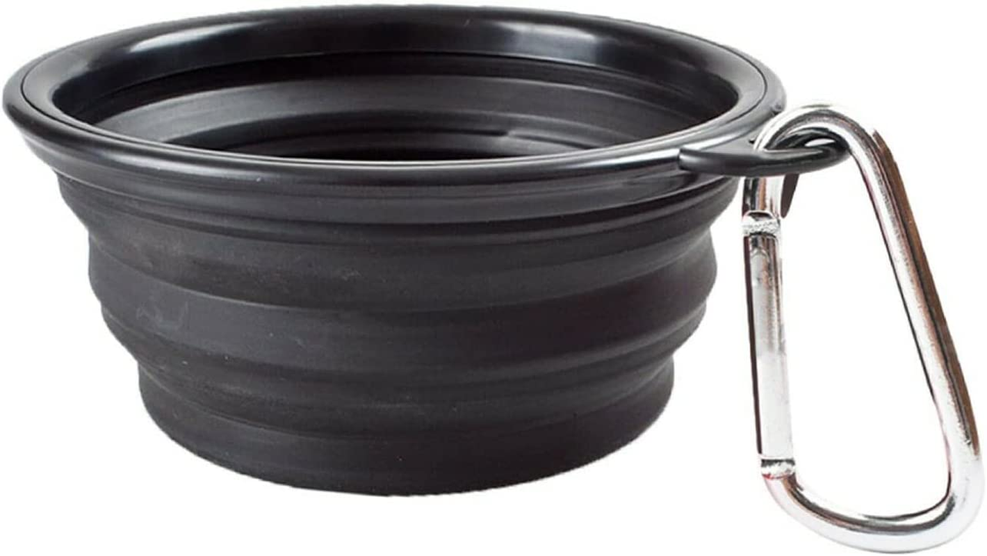 Yotsuba Dog Travel Bowl-Portable Collapsible Silicone Pet Bowl with Carabiner - Foldable Travel Dog Cat Food Water Dish for Camping, Hiking, Training (Purple)