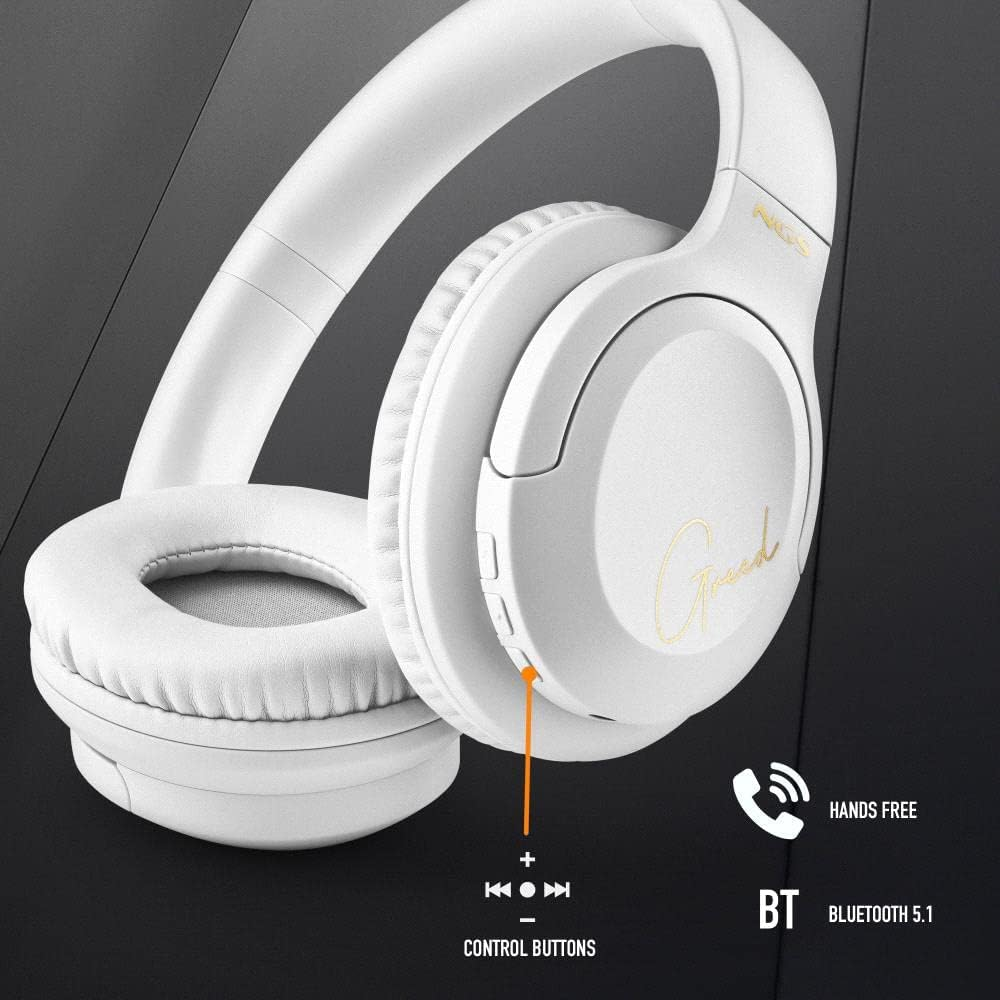 NGS ARTICA Greed White Supra-Aural Wireless Headphones, Compatible with Bluetooth Technology, Lightweight and Foldable, Built-In Microphone, 40 Hours Battery Life, White - Pink image number 5