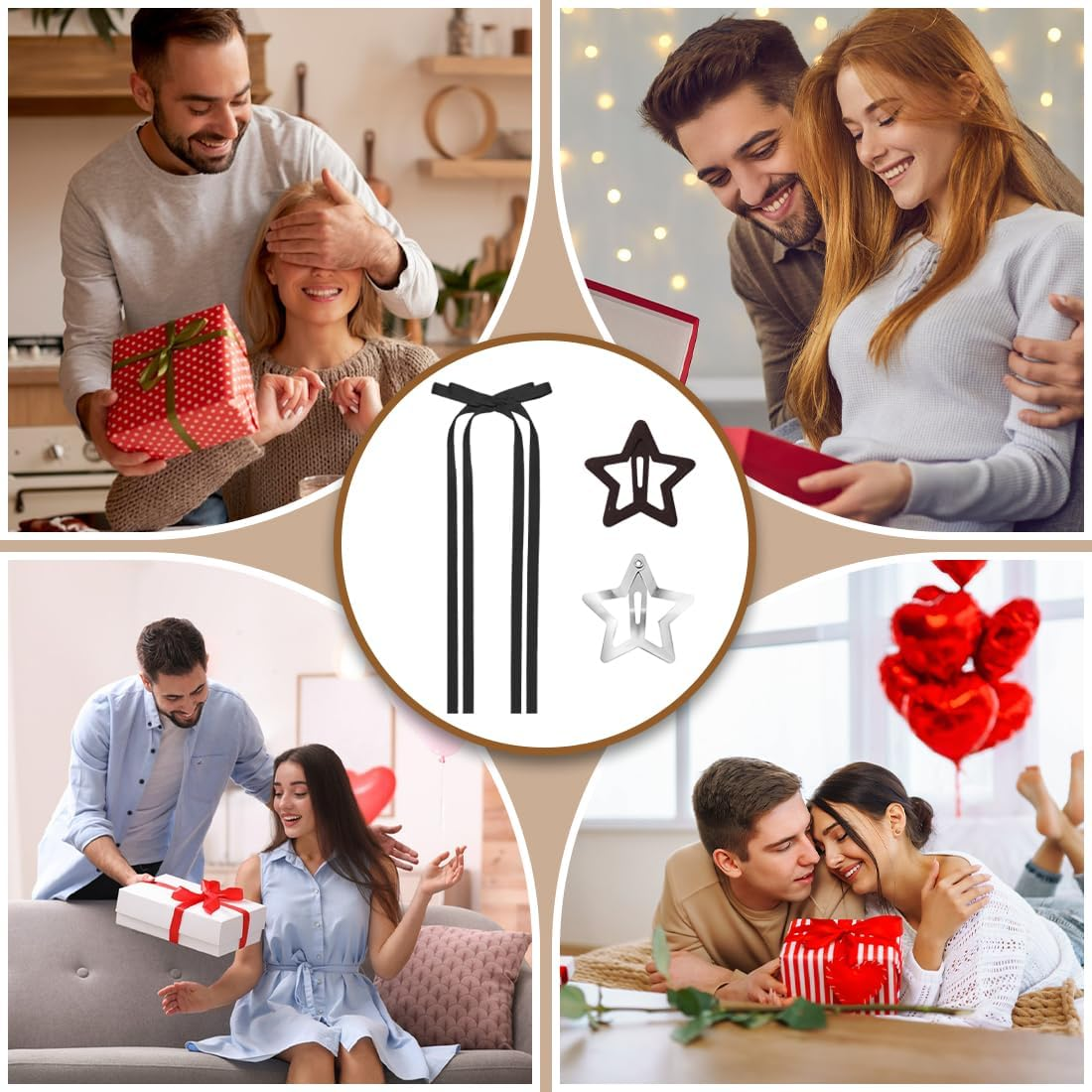 GGUFAY Star Hair Clips and Ribbon Hairpin, Hollowed Star Hair Clips, Hair Bows Girls for Children, Girls, DIY Hairstyles, Halloween, Christmas, Concerts and Daily Life (Black) image number 4