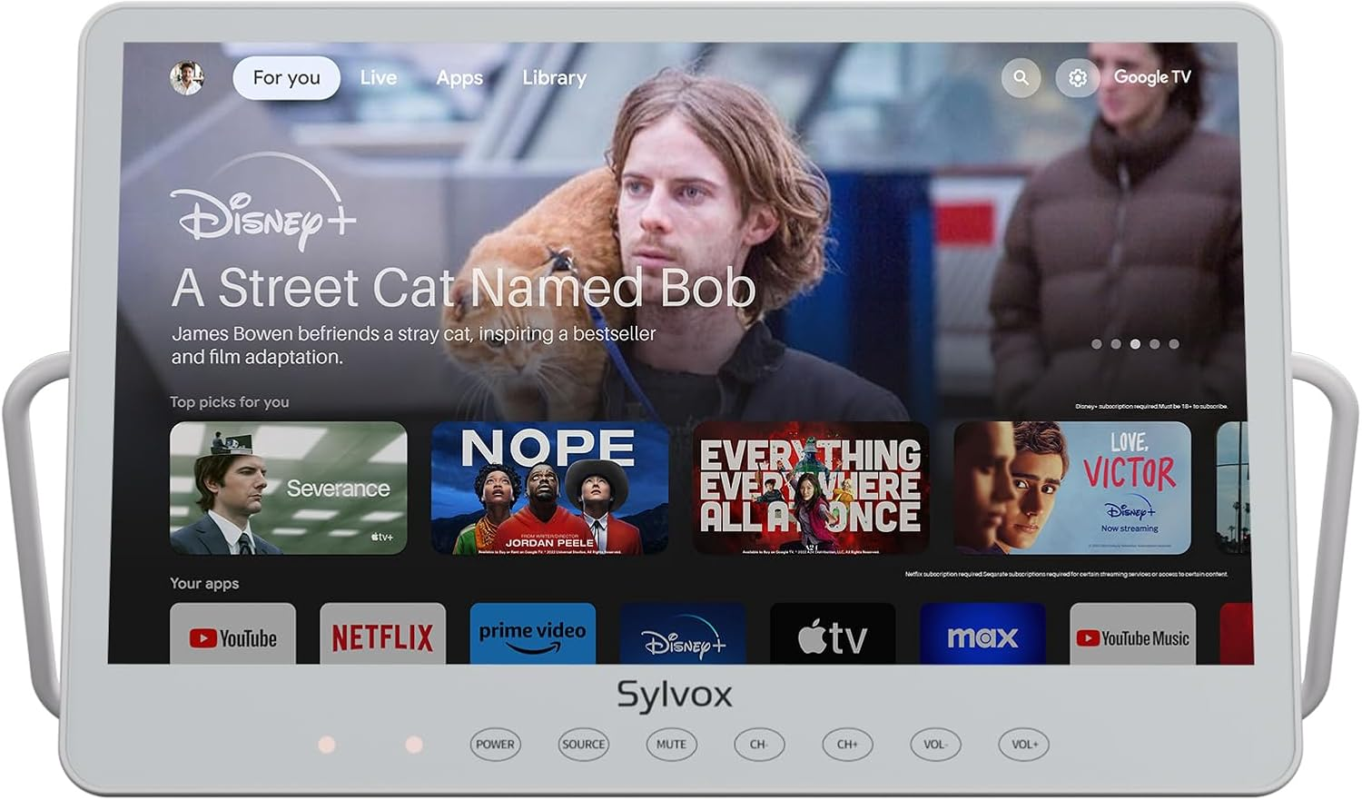 SYLVOX 15.6'' Portable TV Portable Monitor Google TV 1920 * 1080P FHD IP66 Waterproof Small Smart Television with Google Assistant Remote 10000Mah Battery-Powered TV for Kitchen Camper and More image number 3