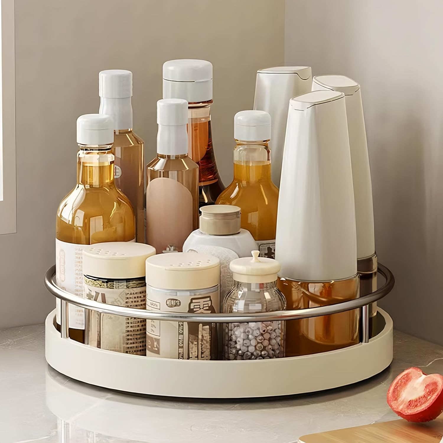 360&deg; Rotating Lazy Susan Organizers,Turntable Spice Rack Organisers,10In Non-Slip Multifunctional Spice Rotating Storage Rack for Kitchen,Pantry, Table,Bathroom,Closet Organizers