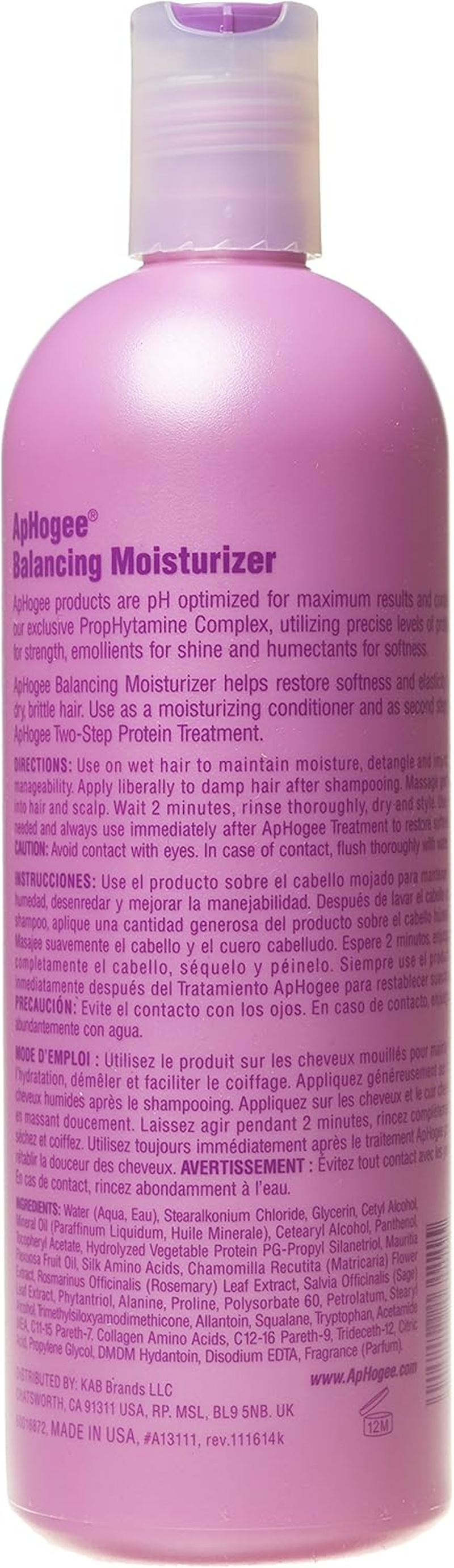 Aphogee Balancing Moisturizer, 16 Oz, Conditioner, 473Ml