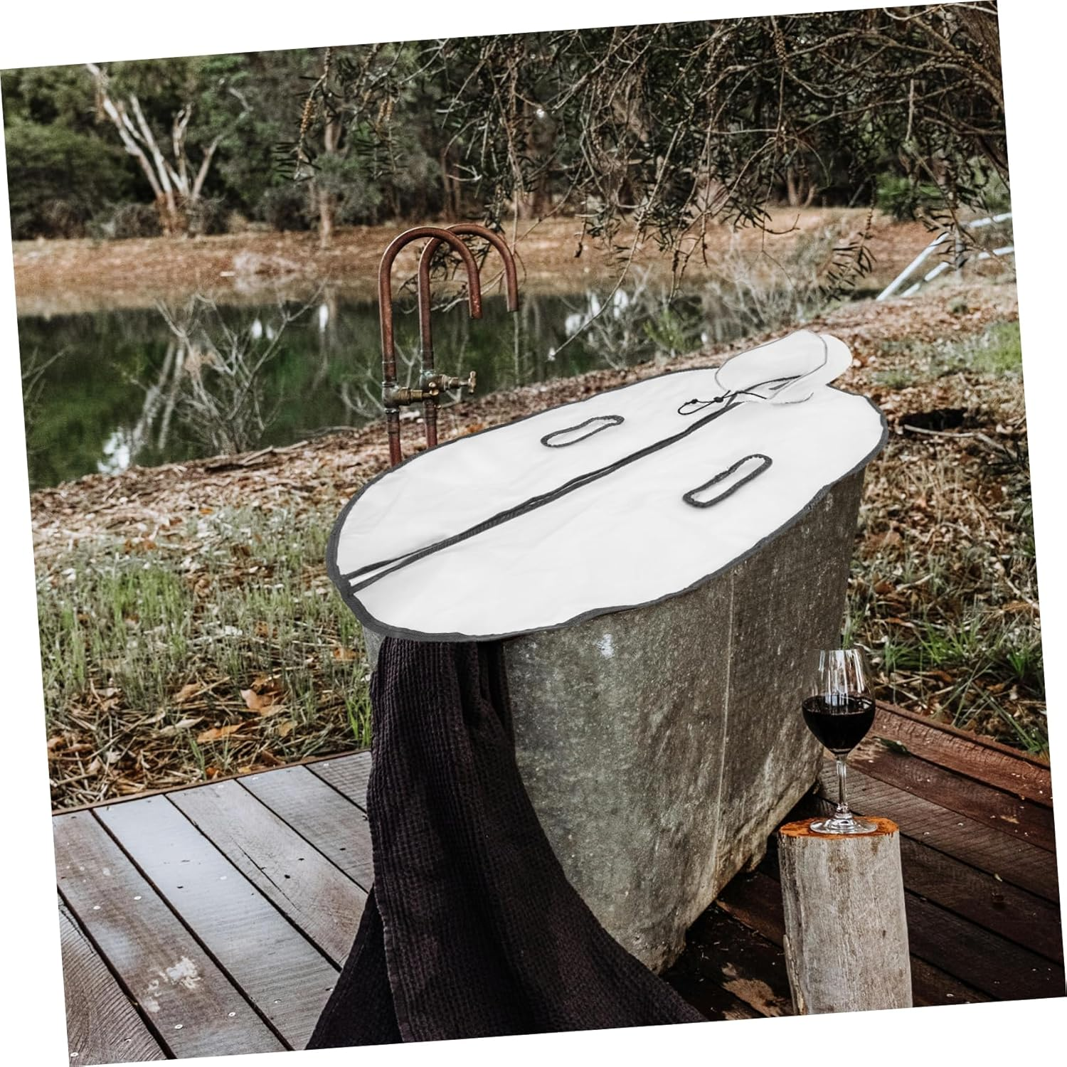 Luxshiny Foldable Bath Tub Cover Thickened Insulated Lid for Adult Soaking Tub Multi-Functional Folding Bathtub Insulated Cover Compatible Oval Bath Barrels for Home Spa