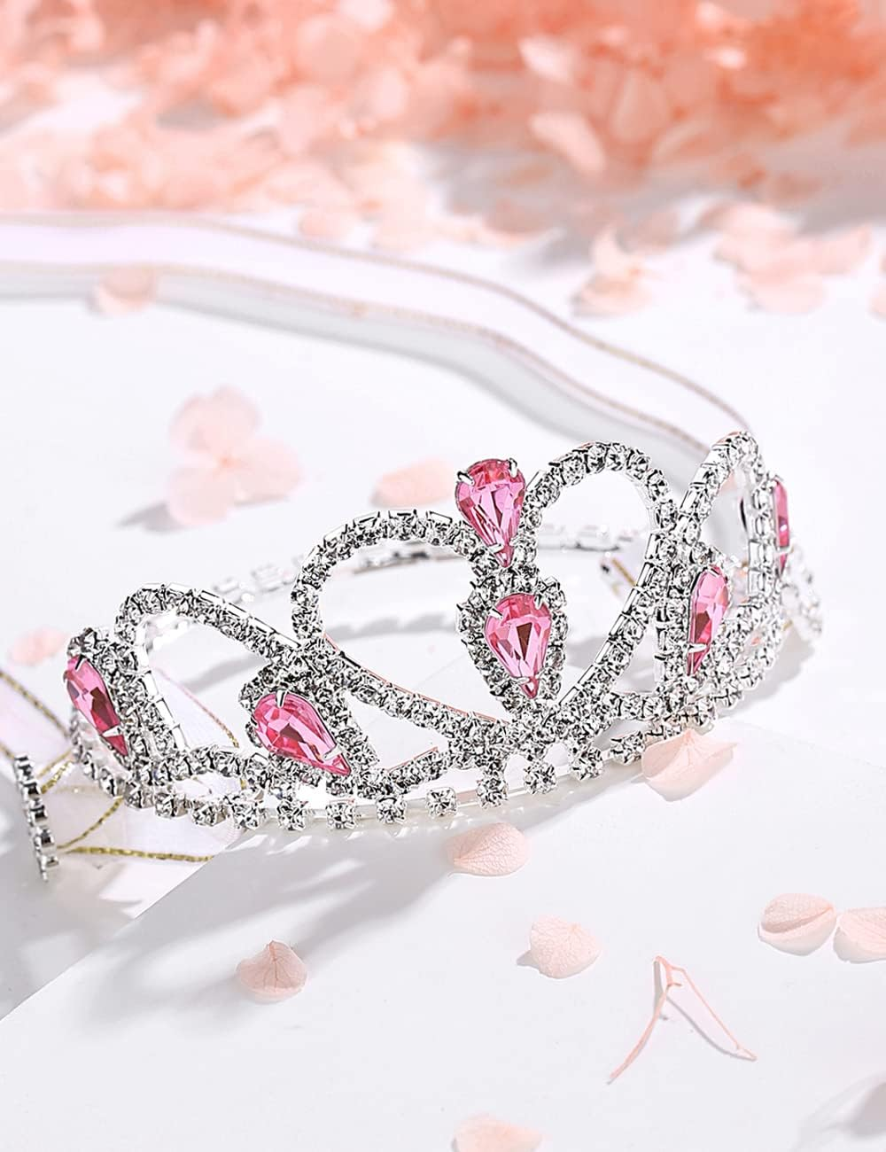 Lovelyshop Pet Series Pink Gem Rhinestone Dog/Cat Tiara Crown for Costume Hair Accessories -Medium Size image number 4