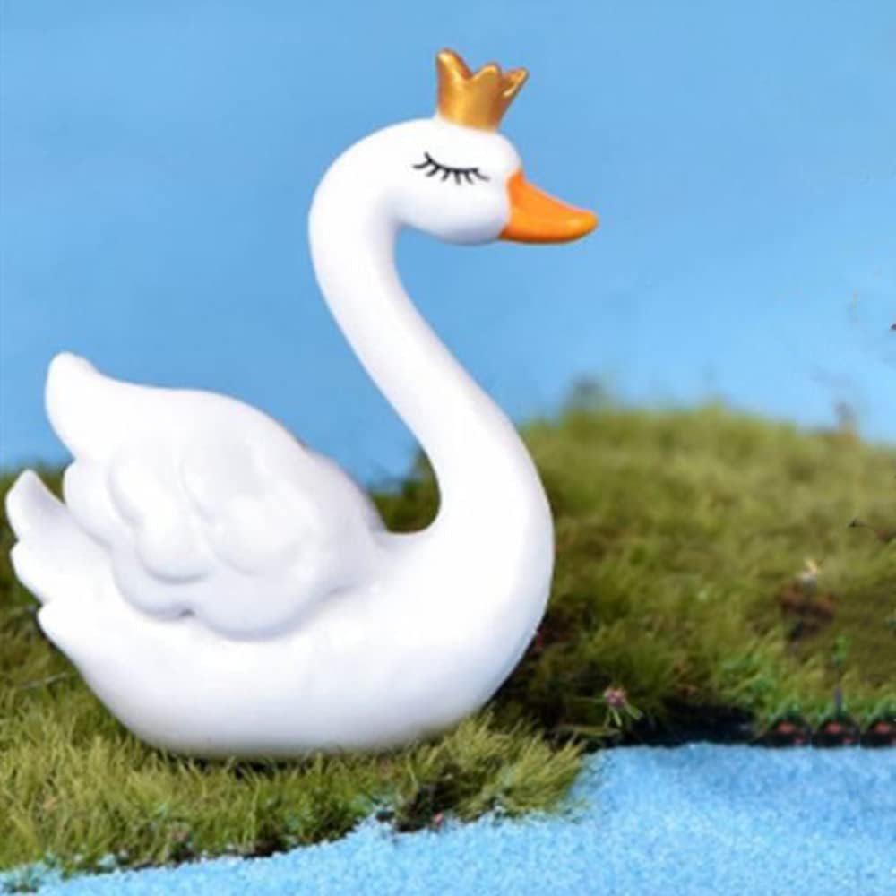 8Pcs White Swan Plastic Animal Small Statue, Miniature Figurines Swan Model Fairy Garden Landscape DIY Crafts Ornament Accessories image number 2