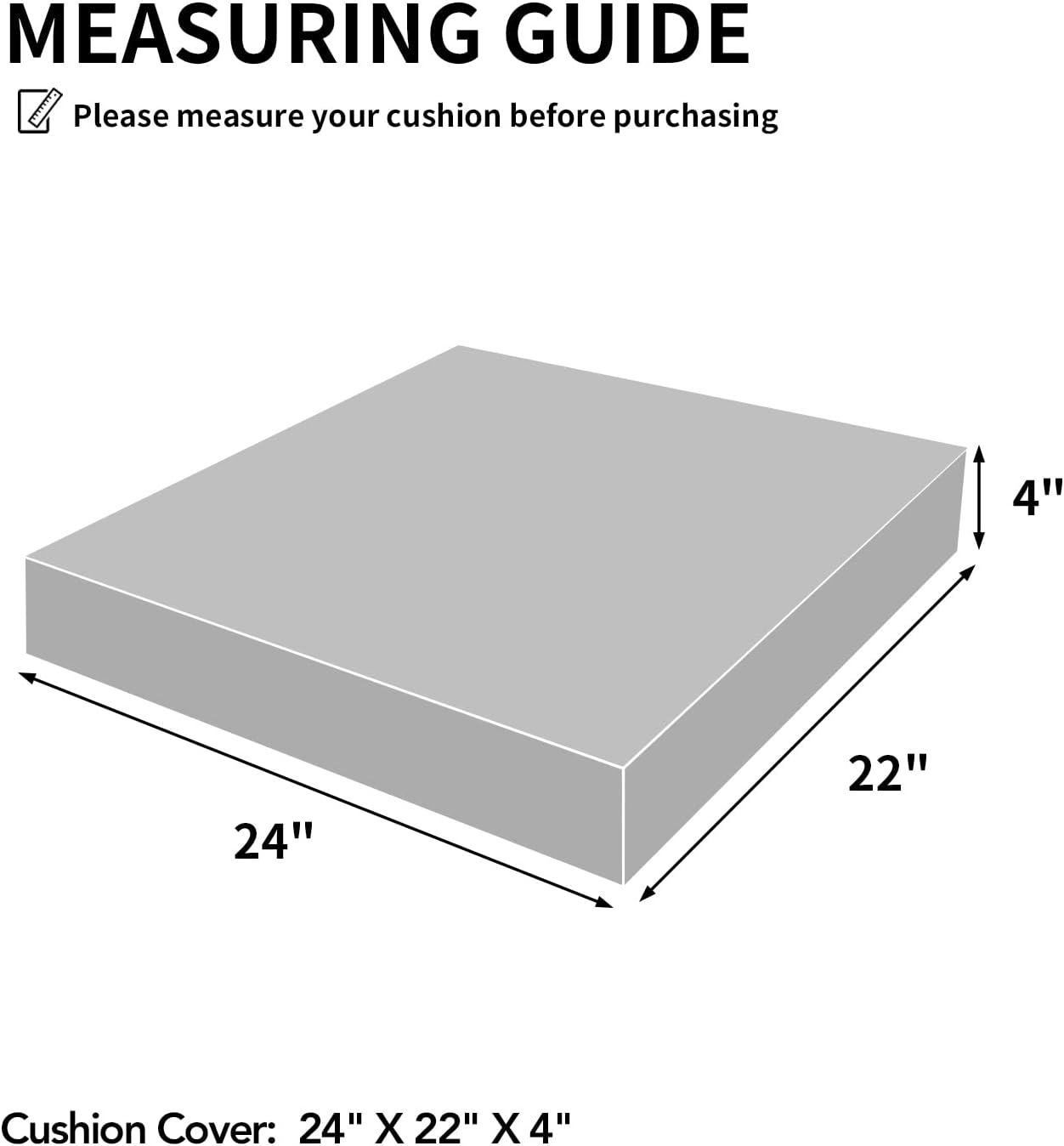 Easy-Going Waterproof Patio Cushion Covers ONLY Cover 24X22X4 Inch 4 Pack Replacement Non-Slip Outdoor Seat Cushion Slipcover with Zipper. Navy image number 3