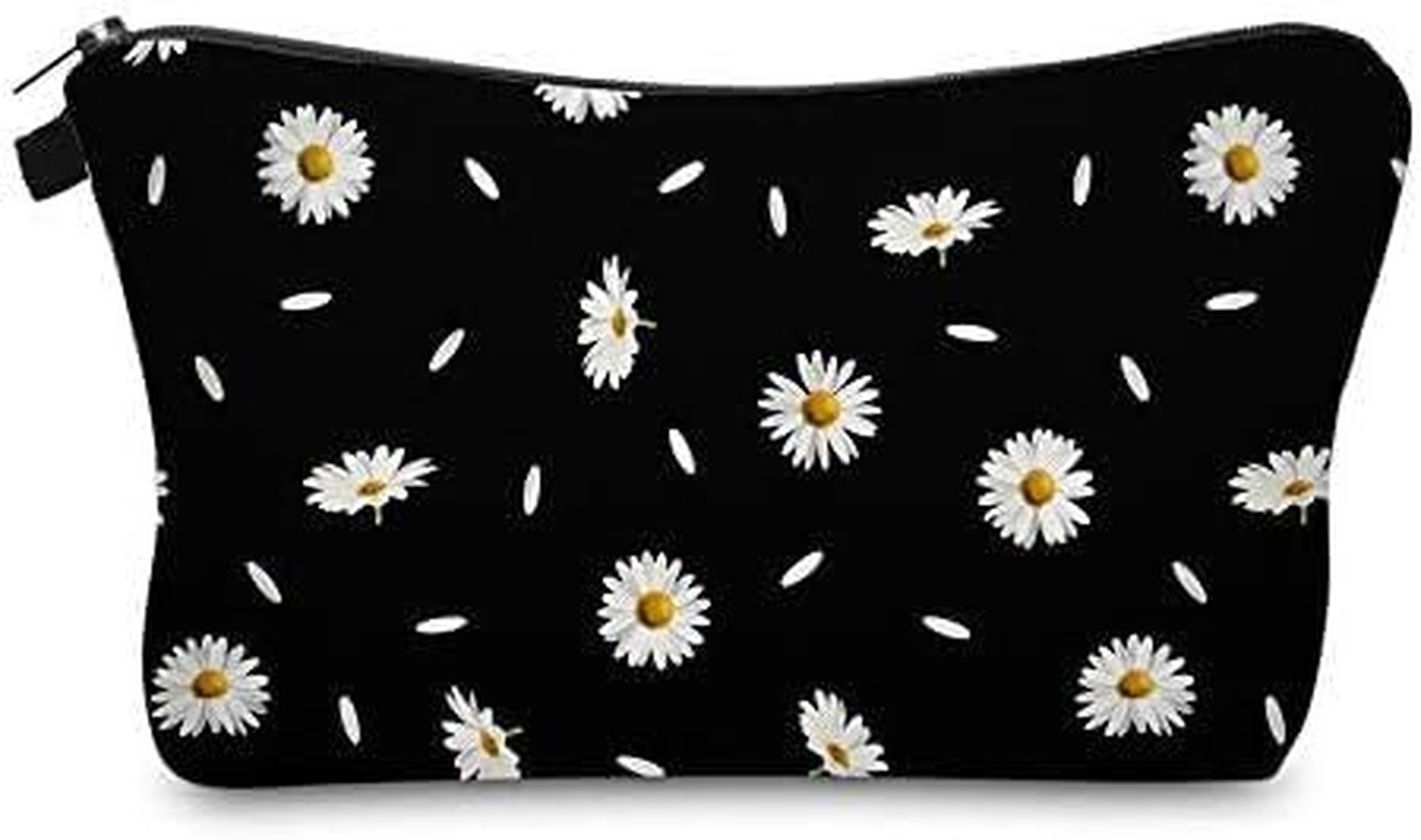 Travel Makeup Case Small, Cosmetic Zipper Bag Waterproof Small Pouch for Purse Mini, Women Cute Traveling Accessories Pouch for Ladies(Stripes Cherry)