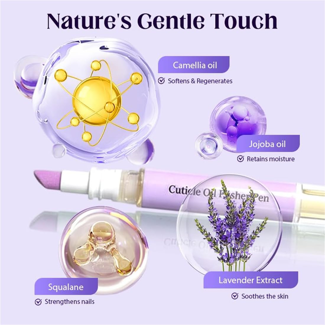 2-In-1 Cuticle Oil Pusher Pen, 2026 New Ceramic Cuticle Pusher & Oil Pen, Nail Care Tool for Dry Damaged Nails Hangnails Moisturiz Polish Brighten (3Pcs)