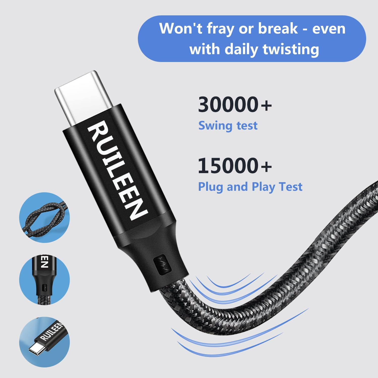 USB C to USB C Data Cable 20Gbps 3 M, High Speed Data Transfer Cable USB C 3.2, 4K 60Hz USB C Monitor Cable, 240W PD Fast Charging,Nylon Braiding Type C Cable Compatible with SSD, Hub, Dock,Laptop image number 2