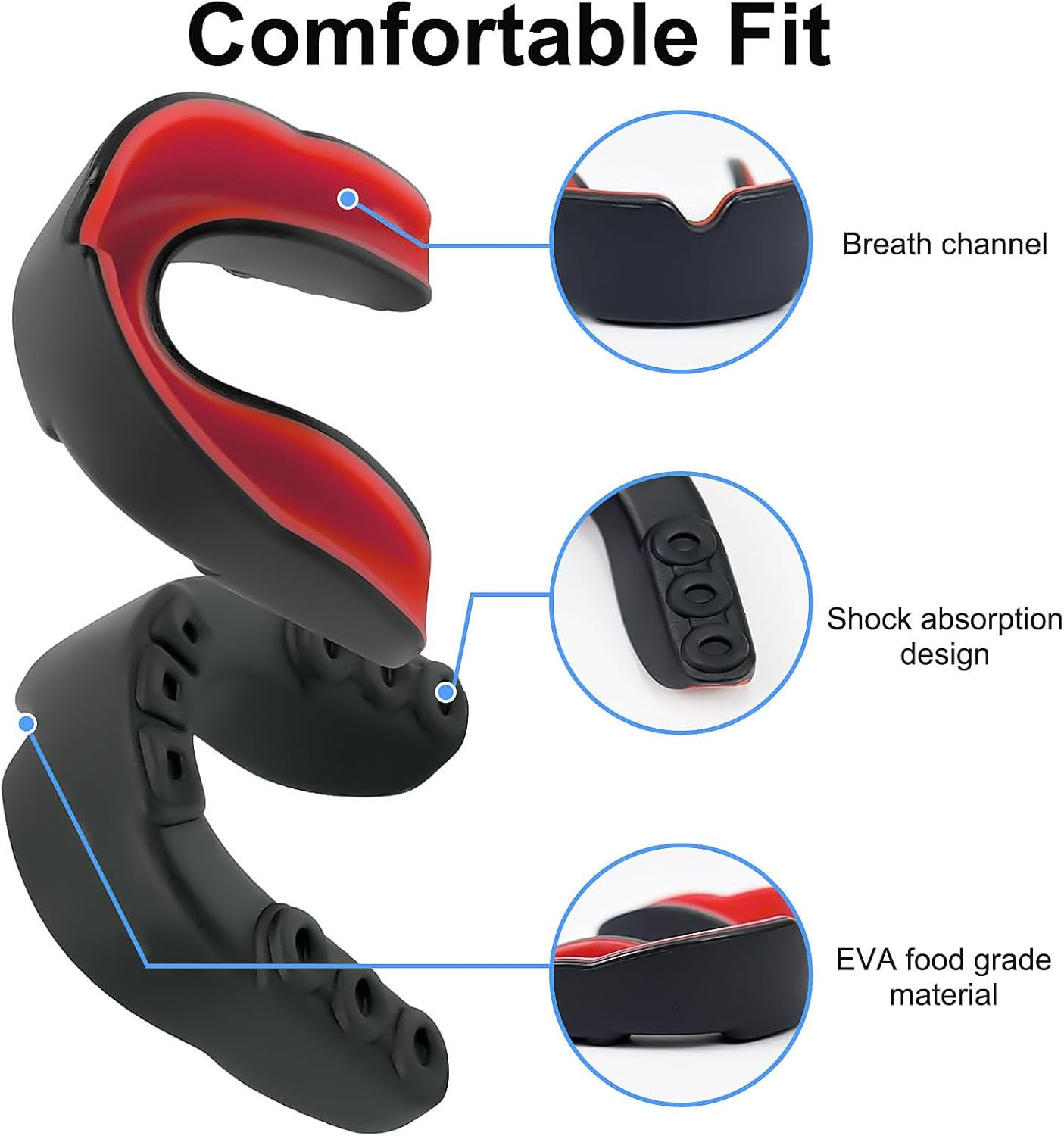 5 Pack Youth Mouth Guards for Sports &ndash; Kids & Teens Athletic Dental Protectors for Football, Basketball, Lacrosse, Taekwondo, Boxing, MMA, Rugby, Karate, Wrestling &ndash; Includes Storage Case image number 2