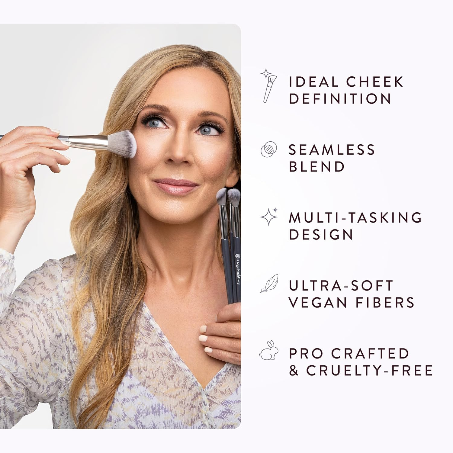 BK BEAUTY - ANGIE HOT & FLASHY A507 ANGLED BLUSH BRUSH &ndash; for Blush, Bronzer & Contour, Fluffy Angled Brush for Seamless, Streak-Free Finish image number 3