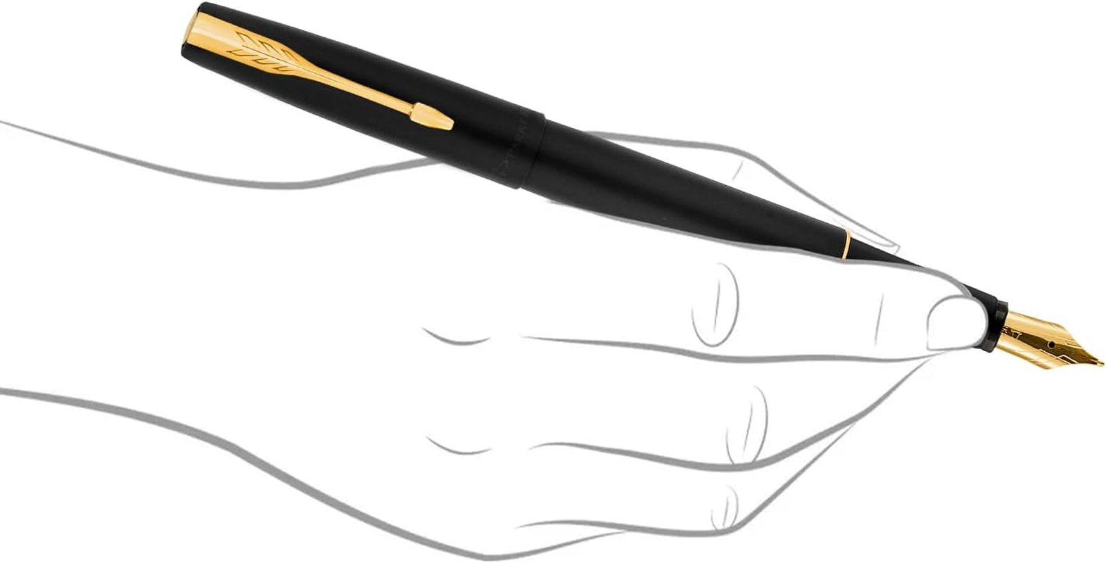 Parker Frontier Matte Black Gold Trim Fountain Pen image number 3