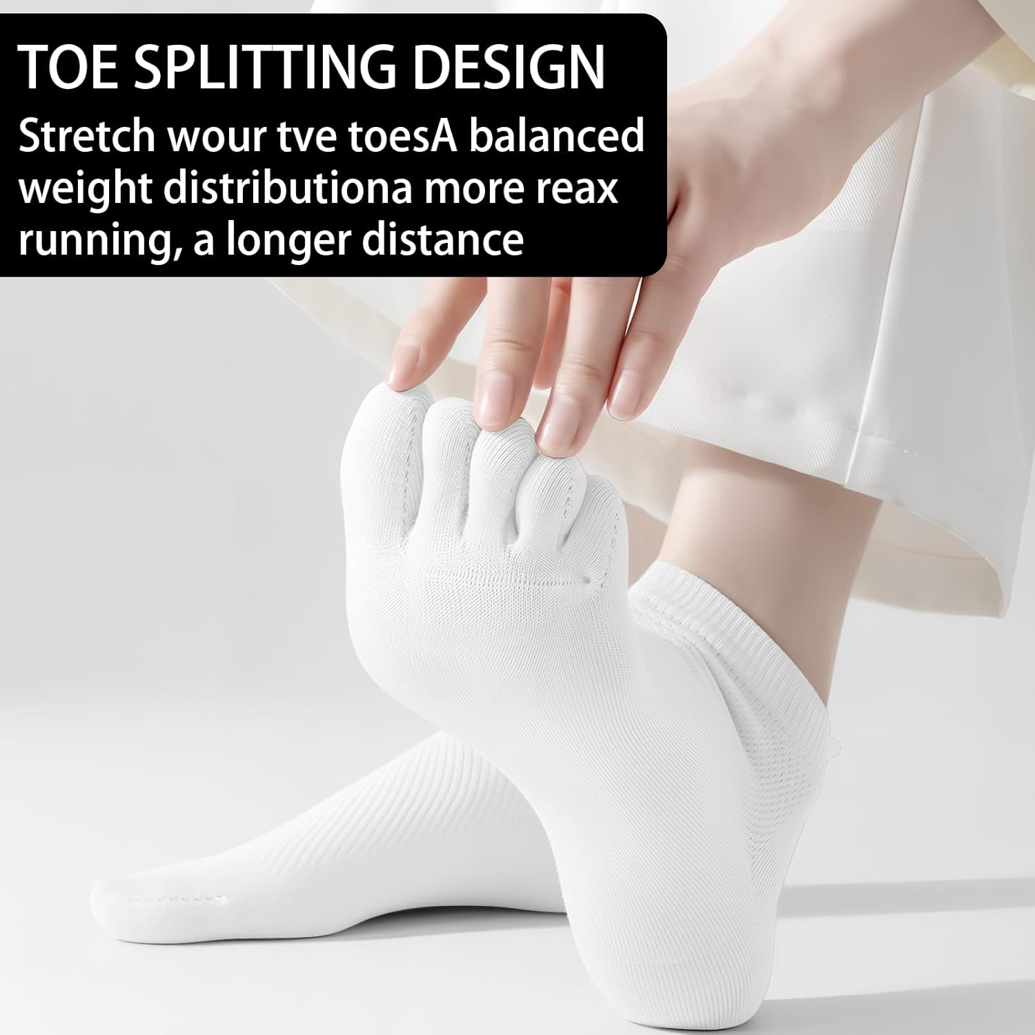 Daelesr 5 Pairs Toe Socks for Women, No Show Sports Socks 4-12, Non Slip Ankle Socks, Breathable Running Socks, Low Cut Liner Socks All Season image number 3