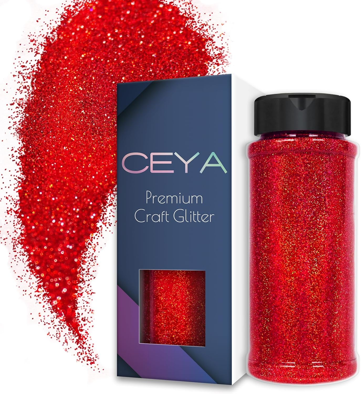Ceya 3.8Oz/ 110G Holographic Ultra Fine Glitter Powder Laser Red Glitter 1/128&rdquo;0.008&rdquo;0.2Mm for Slime Epoxy Resin Craft Tumbler Jewelry Nail Art Festival Makeup Scrapbook Painting Wedding Cards - Blue image number 7