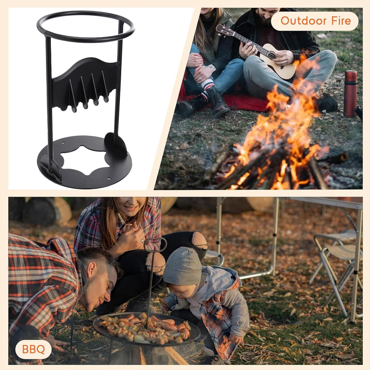 Outdoor Steel Log Firewood Splitter Set with Hammer Manual Wood Splitting Cutter Kindling Cutting Fireplace BBQ Camping Tool image number 6