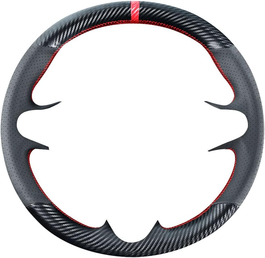 Kivnto DIY Stitching Carbon Fiber Steering Wheel Cover for Honda Civic 8Th Generation 2006 2007 2008 2009 2010 2011 3 Spokes 13.5-14.5 Inches Leather Interior Accessories image number 1