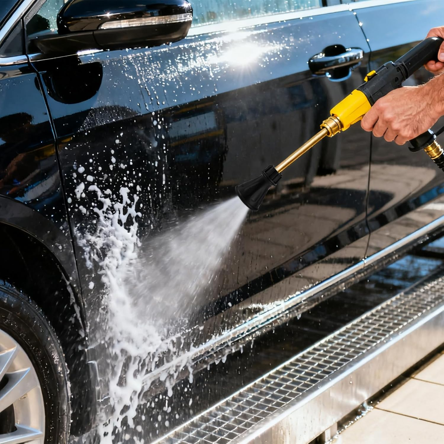 2 Packs 0.64 Cm Stainless Steel 40 Degree Pressure Washer Nozzle Quick Connector, Pressure Washer Tips with Rubber Protection Guard for High-Efficiency Cleaning image number 5