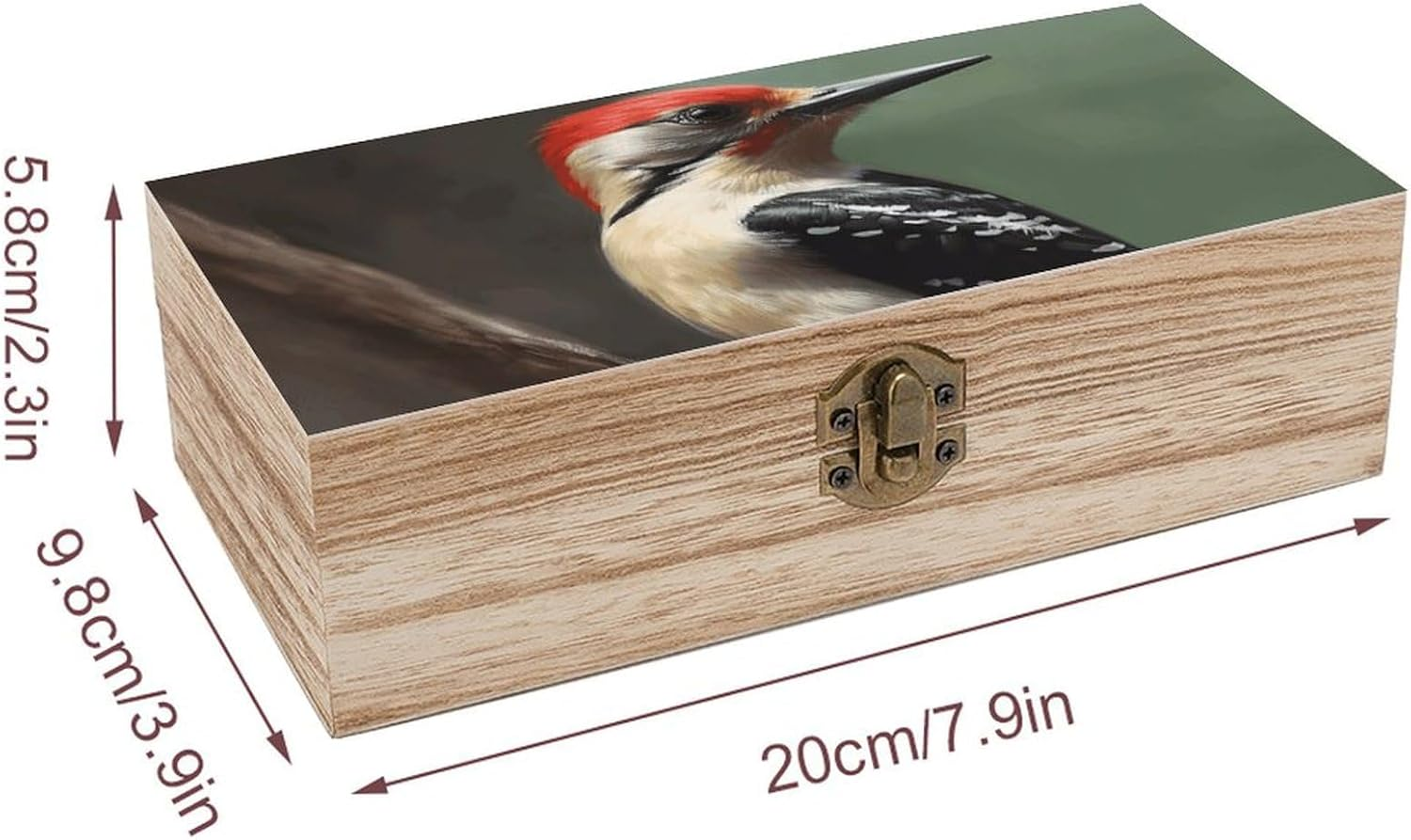 Woodpecker Wooden Box Wood Wedding Keepsake Boxes with Lids Small Decorative Boxes Lightweight Wooden Memory Storage Box for Crafts Keepsakes Jewelry Photo Letter Storage image number 5