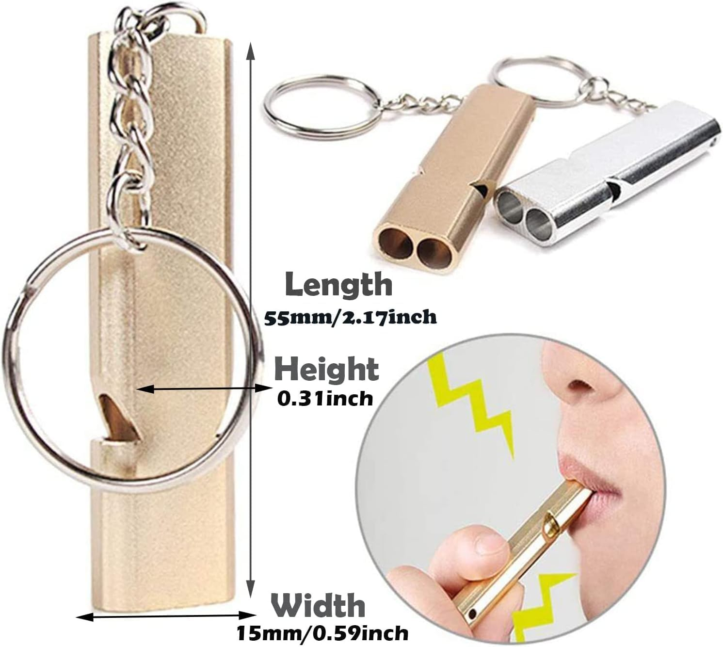 2Pcs Whistle Emergency Survival Loud - Durable Bright Long Lasting Safety Whistle and Lanyard, Easy to Carry & Fit Pocket for Hiking, Coach, Dog Training image number 3