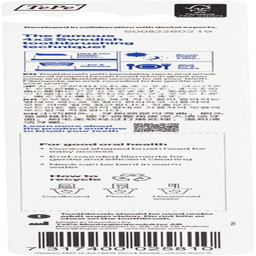 Tepe Select Compact Toothbrush, Soft, Assorted Colours, 1Pc, Soft Bristle Toothbrush with Efficient and Gentle Cleaning, Small Head Toothbrush (Pack of 3) image number 5