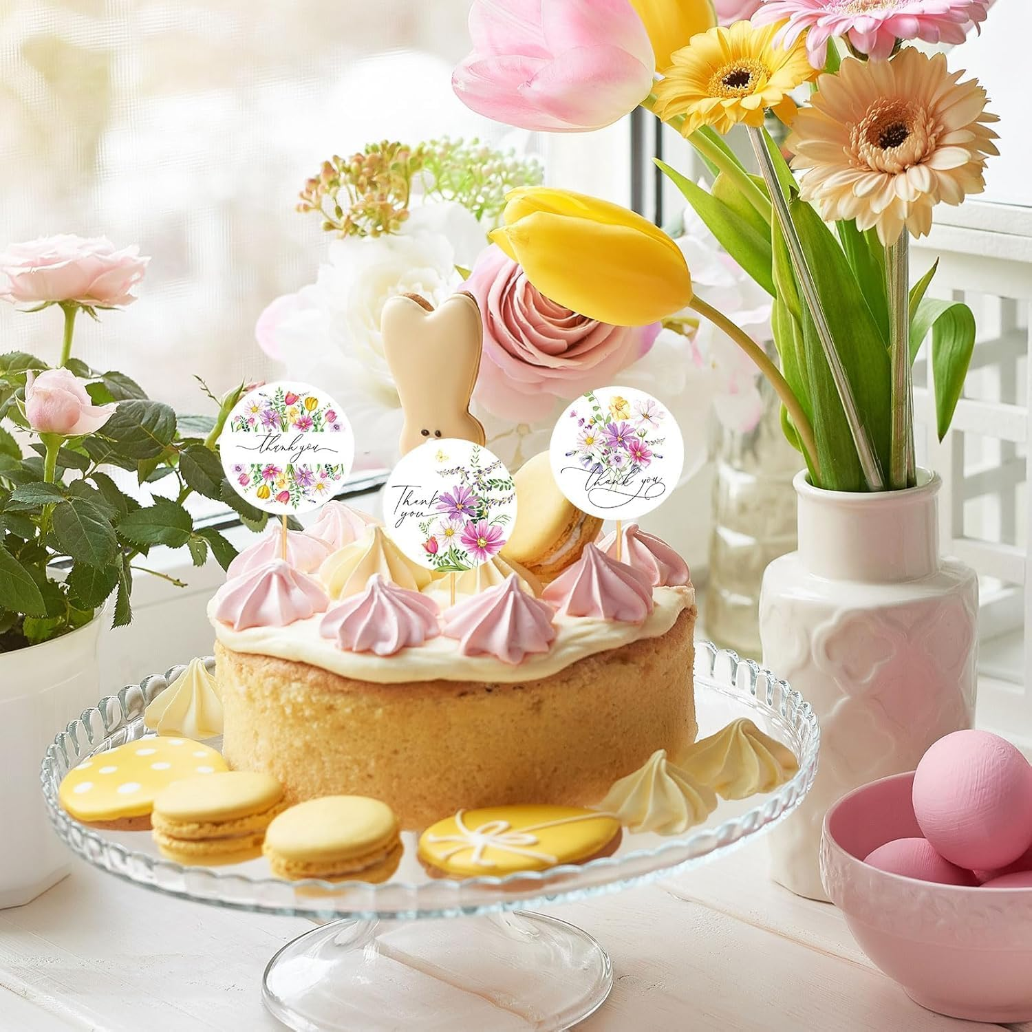 1000Pcs Thank You Stickers, Envelope Stickers Wildflower Spring Thanks Stickers 2.5 Cm/1 Inch Thank You Tags Seal Labels for Business Wedding Festival Baby Shower Birthday Party (2 Rolls)