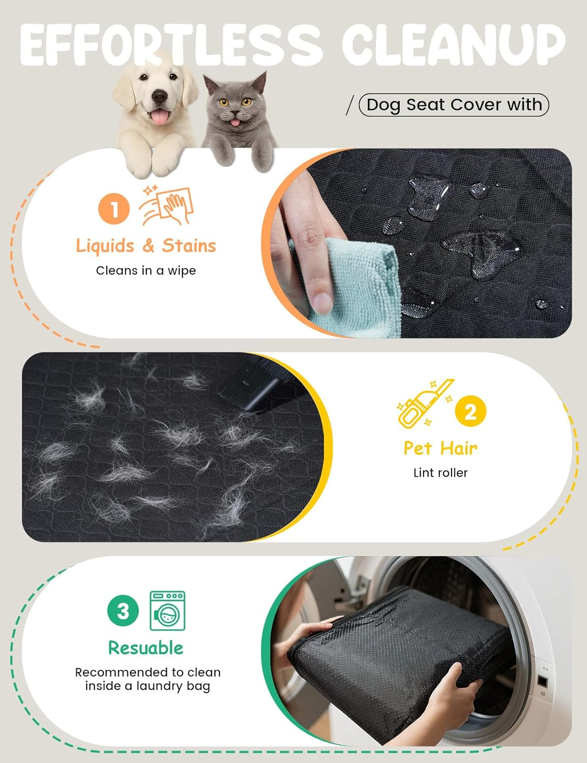 Lamicall Dog Car Seat Cover for Back Seat - [Upgraded Anti-Ripped] Back Seat Extender for Dogs Hard Bottom, Waterproof Dog Hammock for Car with Mesh Window, Pet Backseat Protector SUV & Small Truck L image number 6