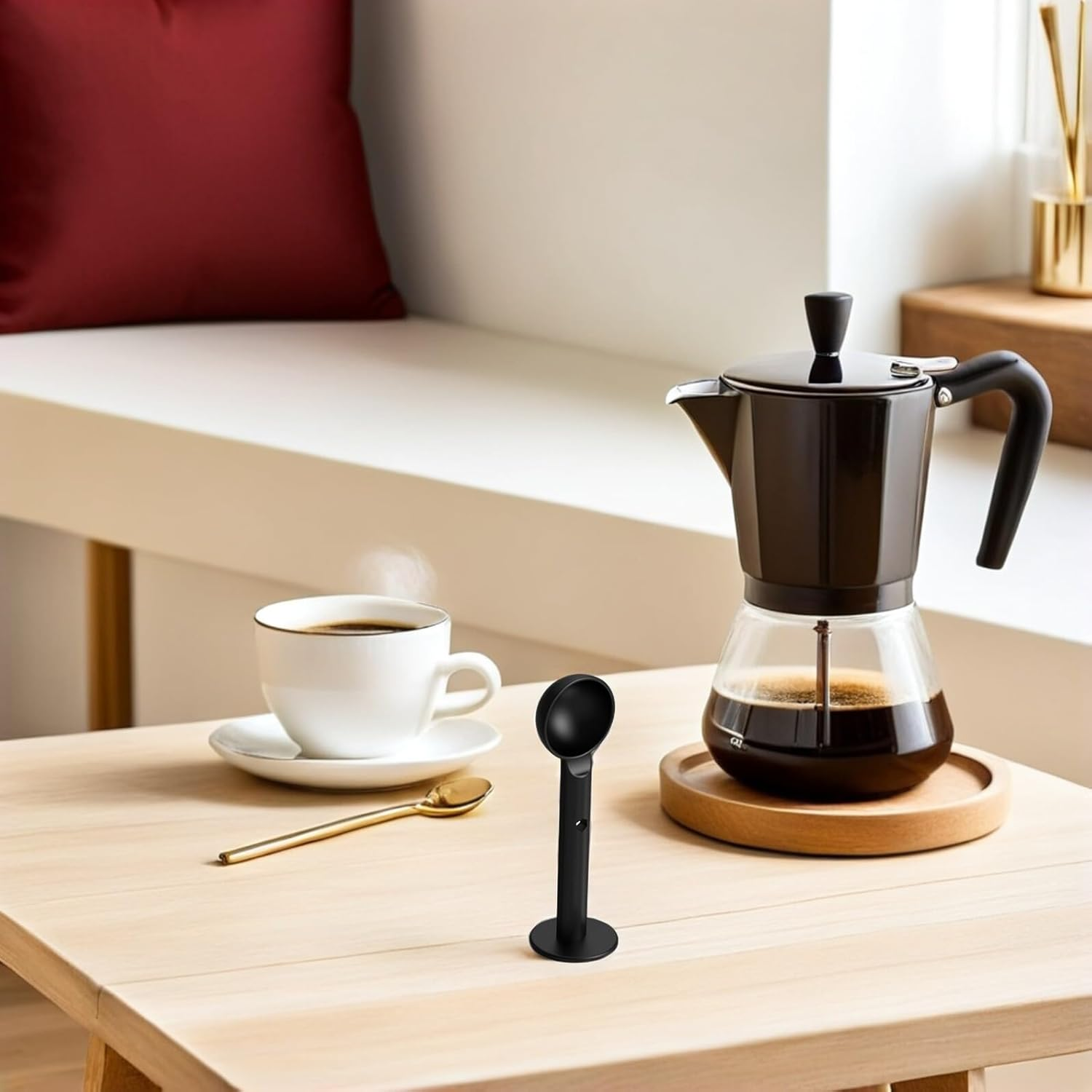 BIUDECO 2-In-1 Plastic Coffee Measuring Spoon with Tamper Black Espresso Powder Scoop for Ground Coffee Home Kitchen Accessories for Espresso Machines image number 6