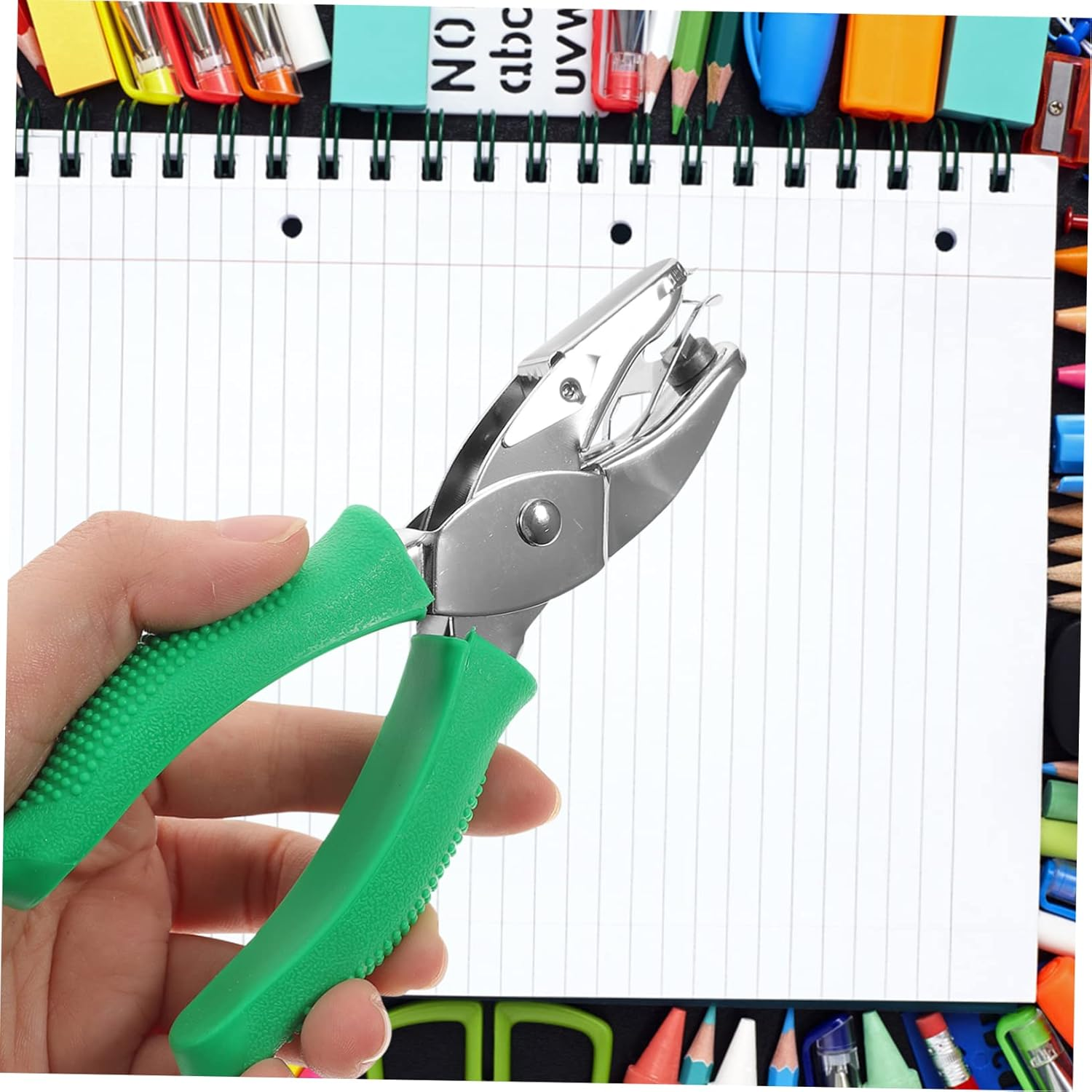 Operitacx 2Pcs Single Hole Punch Plier Metal Hand Puncher Tool for Paper and Crafts for Binder Hole Punching image number 4