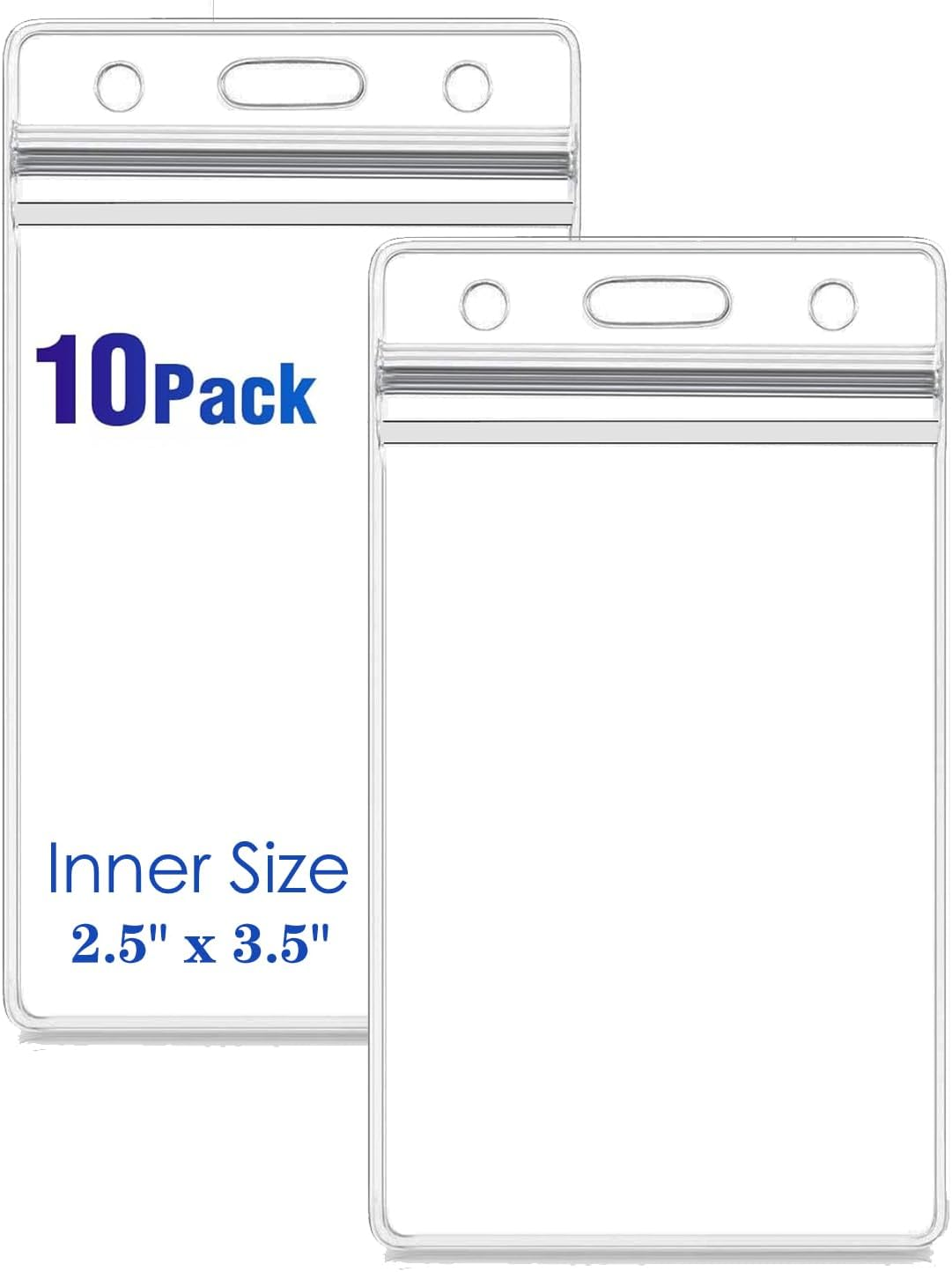 Vertical ID Card Name Tag Badge Holder with Waterproof Type Resealable Zip (Vertical ID, 6 Pcs)