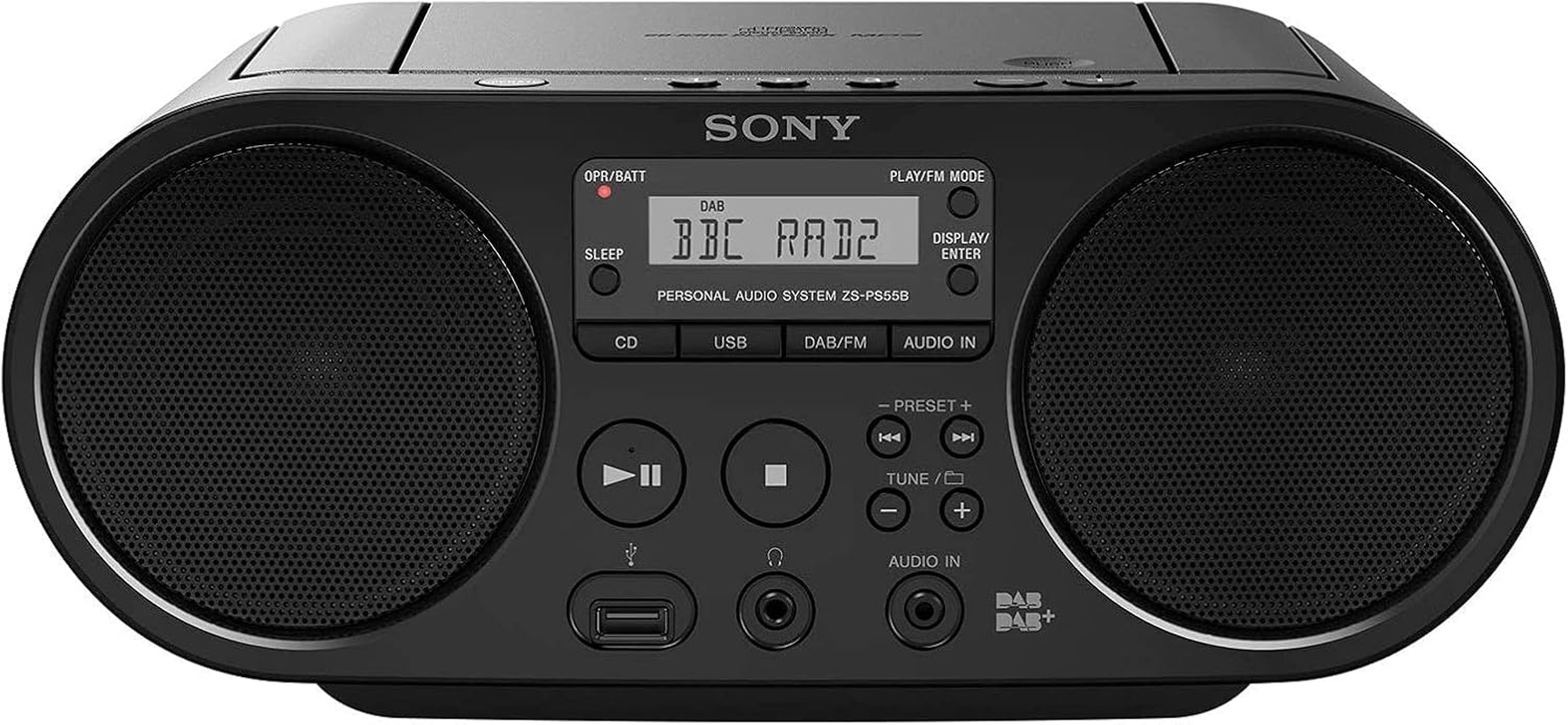 Sony ZS-PS55B CD Boombox with DAB and FM Radio - Black (International Version)