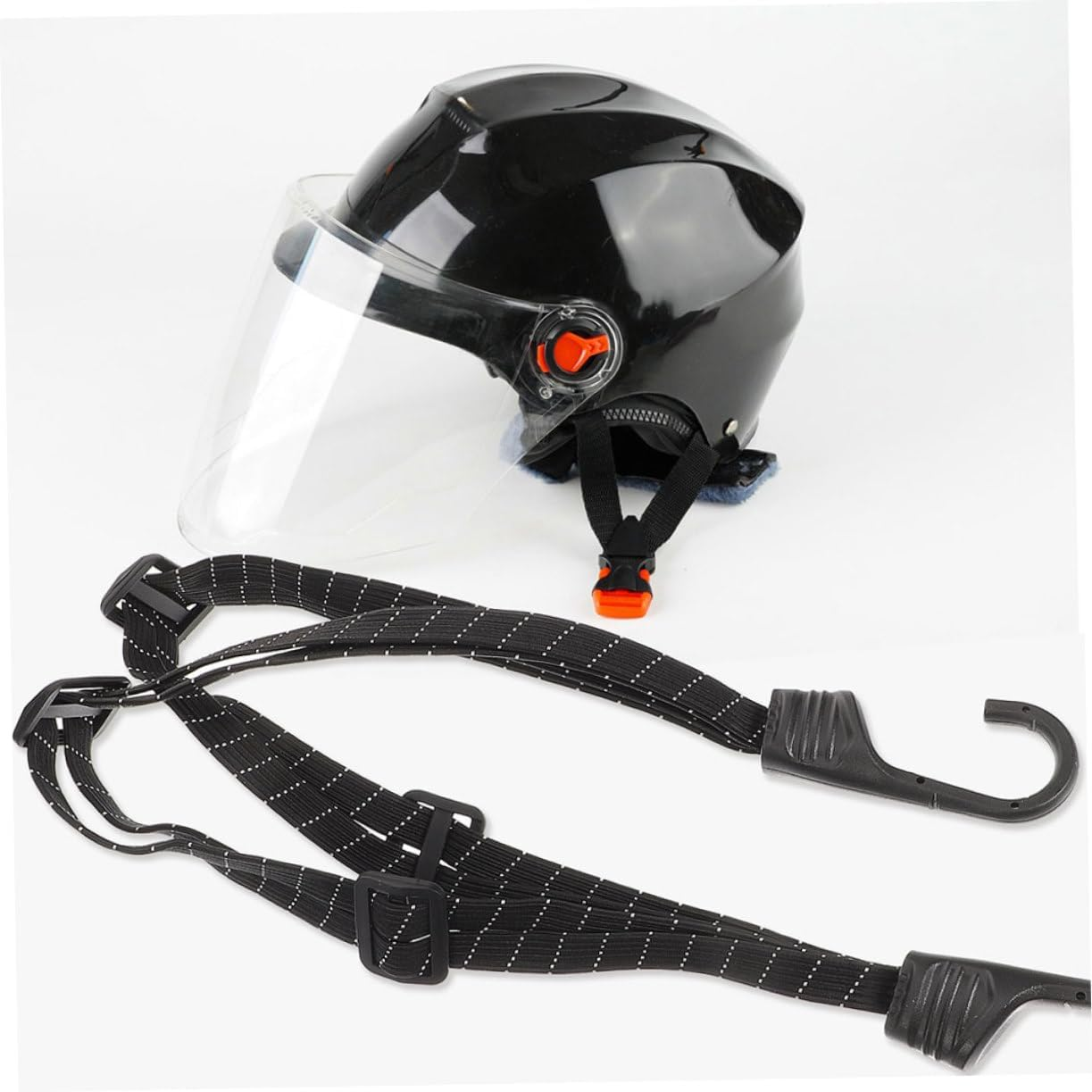 SWOOMEY 2Pcs Elastic Helmet Cord and Bicycle Luggage Strap with Reflective Features, Motorcycle Tie down Rope for Secure Bike and Helmet Fastening, Sturdy Elastic Bungee Cords for Outdoor Travel image number 3