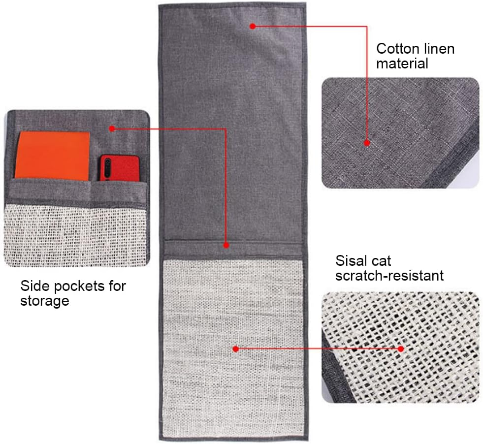 Sisal Cat Scratching Mat, 1 Piece Couch Cat Scratching Mat, Cat Scratching Board with 2 Compartments for Protects Carpets, Furniture and Sofas, Grey (S) image number 6