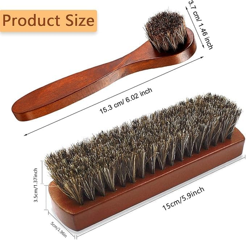 Horsehair Shoe Brush, 2Pcs Soft Horsehair Shoe Polishing Brush,Horse Hair Shoe Cleaning Brush,Horsehair Shine Shoes Brush,Horse Hair Shoe Brush,Soft Shoe Brush Shoe Shine Brush for Buffing Polishing image number 4