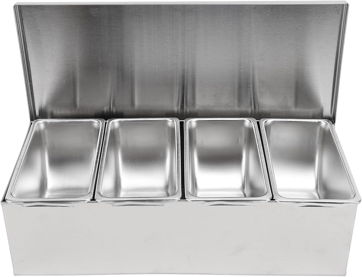 Jiawu Modern Stainless Steel Seasoning Box with Flip Lid, 5 Compartment Trays, Condiment Dispenser Set, Storage Box for Spice, Snacks, Flour, Salt, Sugar, Approx. 31.5 X 15 X 9Cm / 12.4 X 5.9 X 3.5In image number 1