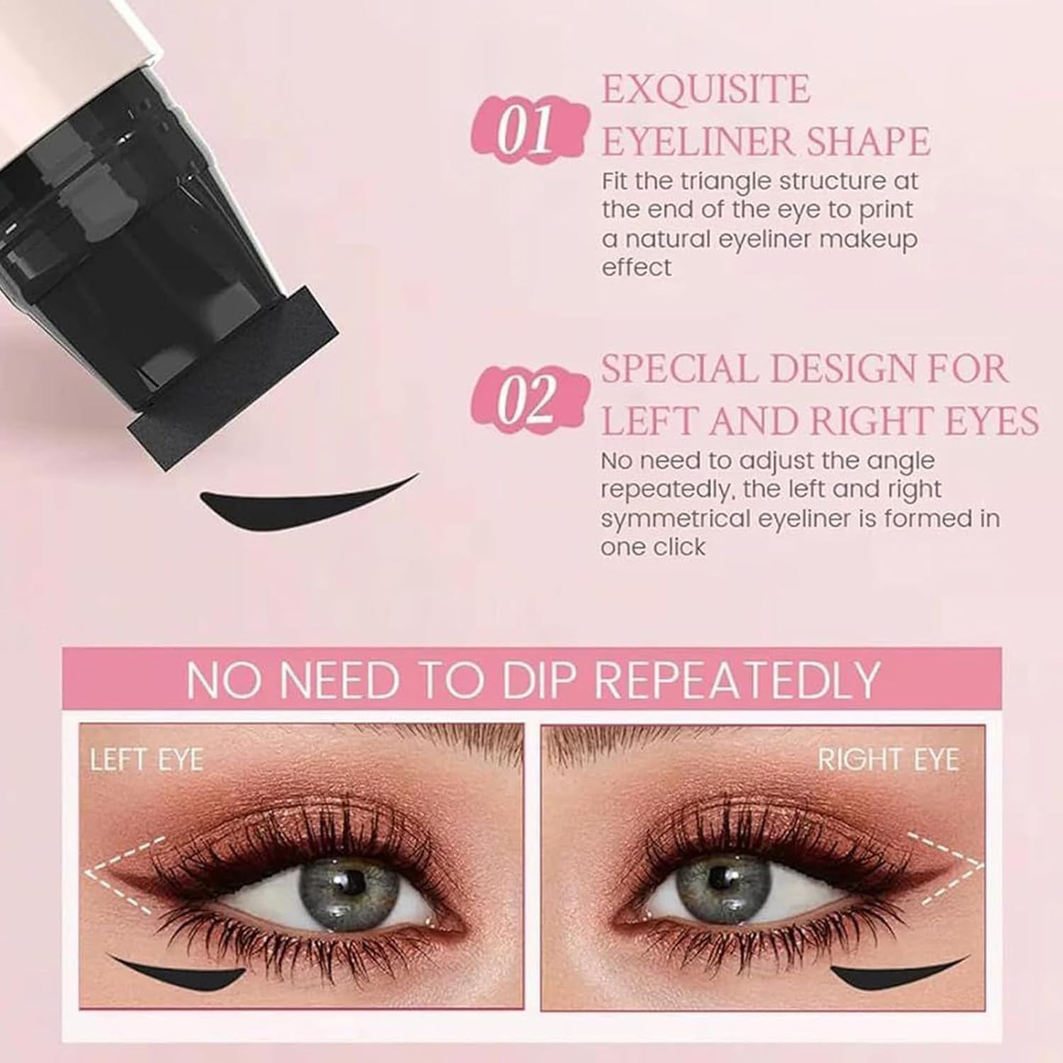 Eye Liner Stamp,Winged Eye Stencil | Double-Ended Waterproof Smudge-Proof Liner Pencil Pen Stamp Long Lasting Makeup Tool for Eyebrow Shaping image number 5