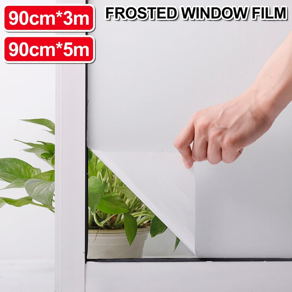 90Cm*3M/5M Clear Frosted Home Window Glass Removable Privacy (5M)